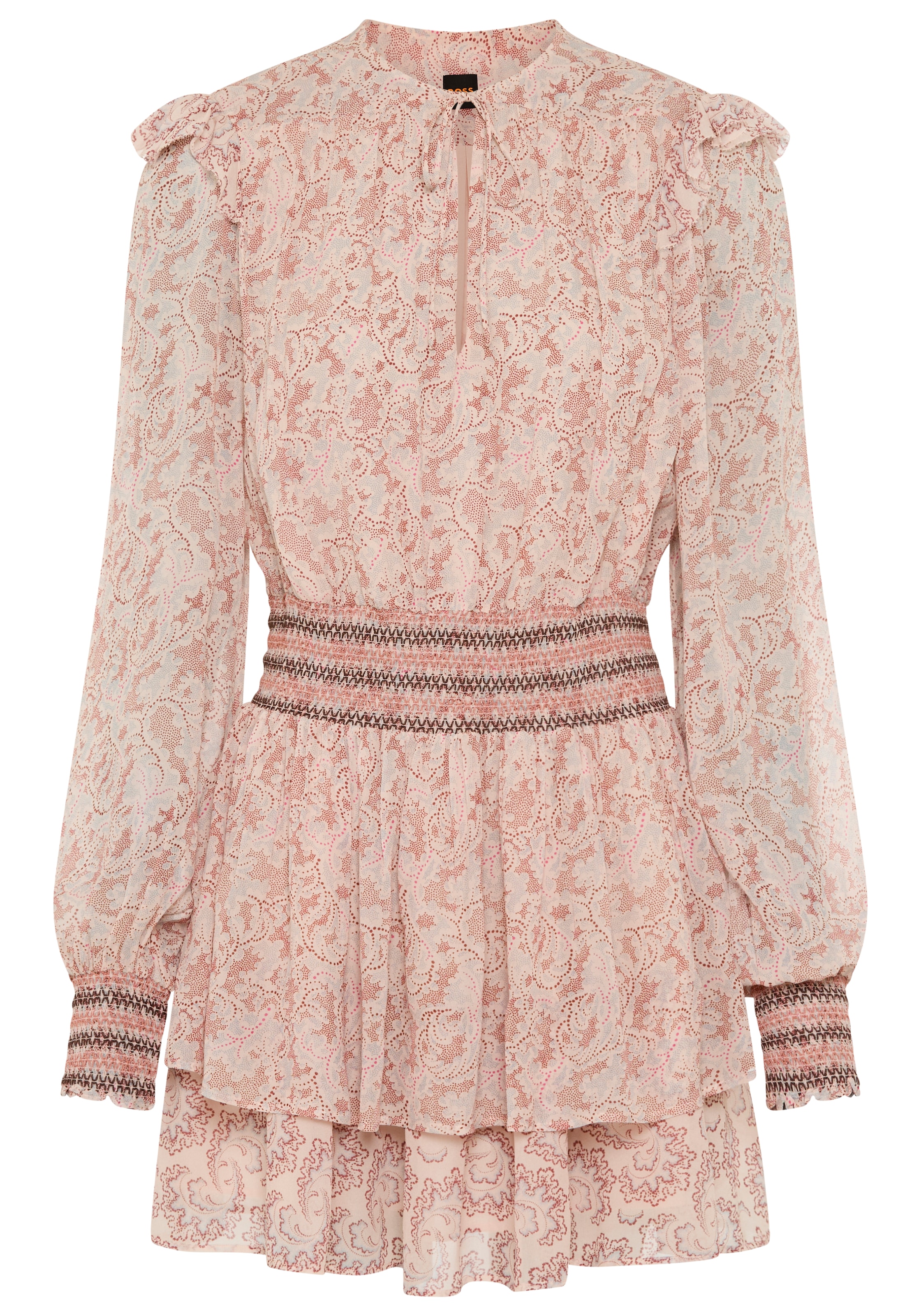 BOSS ORANGE Druckkleid "Darmia Premium Damenmode" mit Volants und gesmokten günstig online kaufen