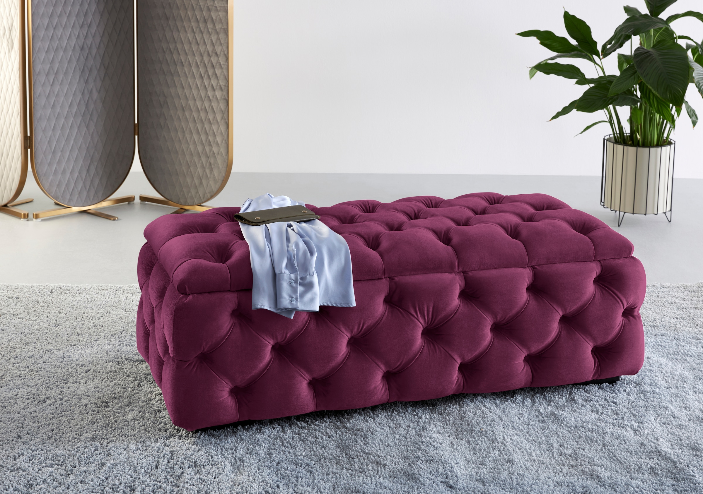 Home affaire Polsterhocker "KALINA, hochwertige Knopfheftung, B/T/H: 120/55 günstig online kaufen