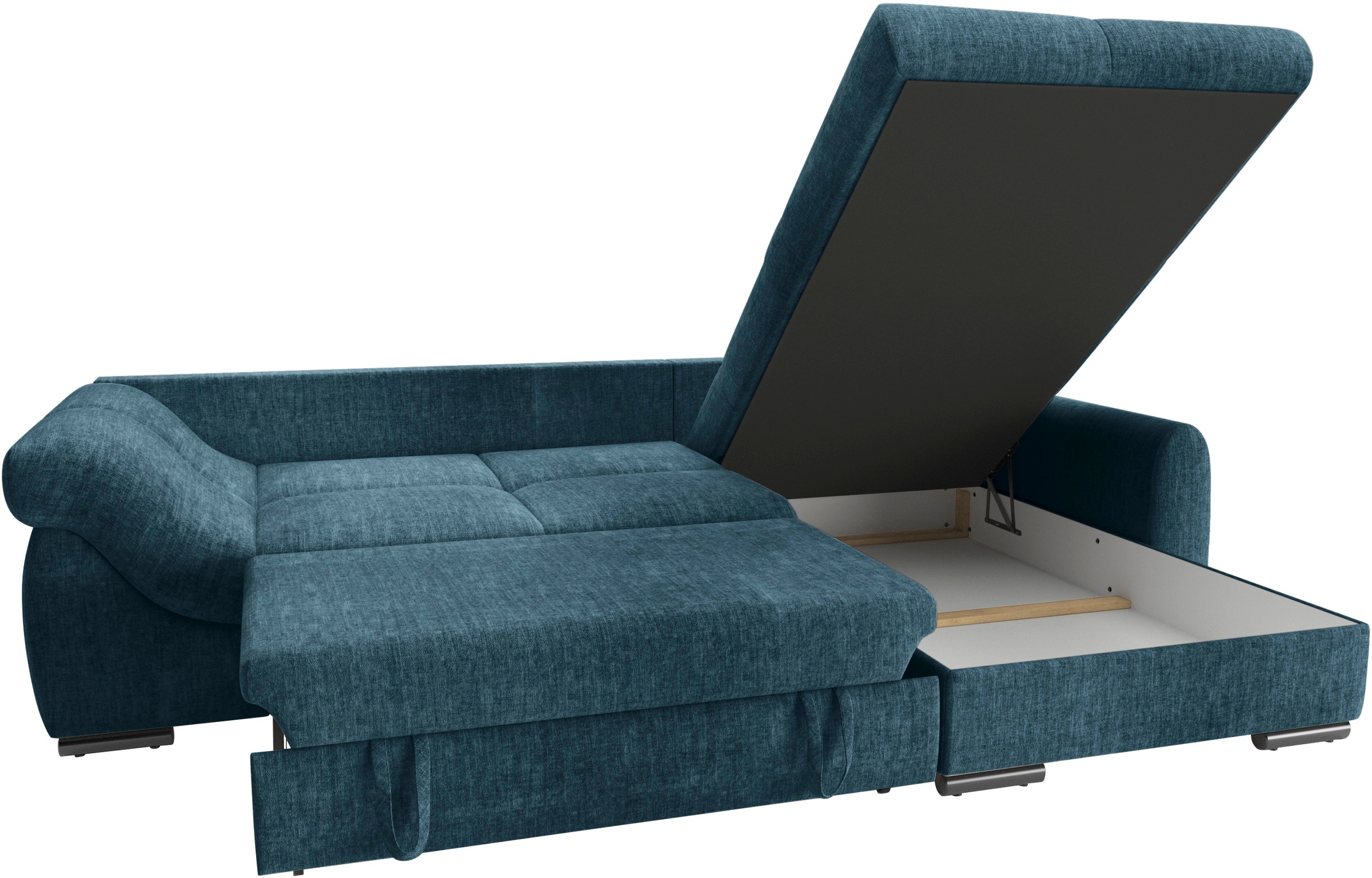 Mr. Couch Ecksofa »Livorno L-Form«, inkl. Hochschläfer-Bettauszug, XL-Bettkasten weiß beschichtet