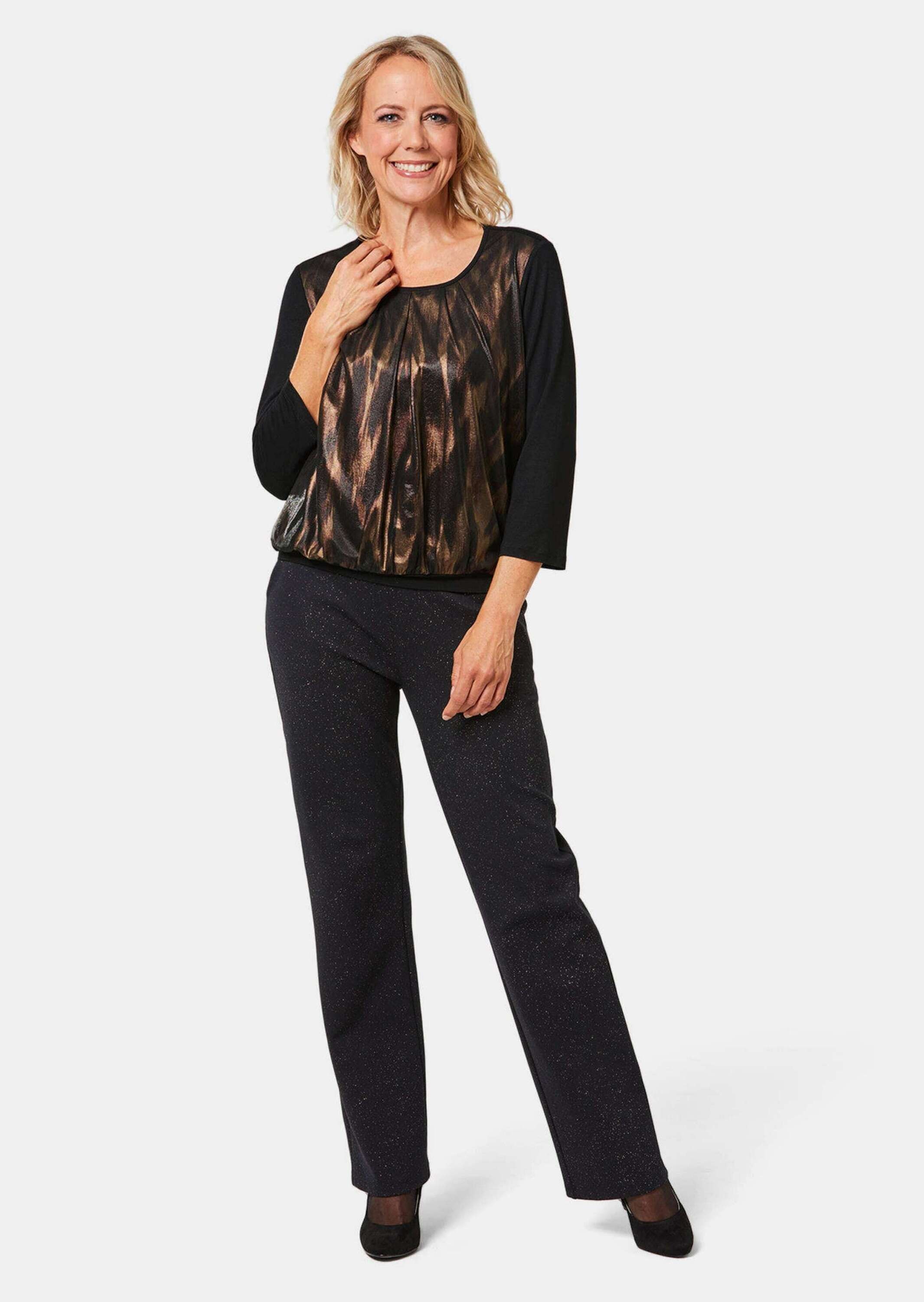 GOLDNER Kurzarmbluse "Stretchbequemes Blusenshirt mit schimmerndem Druck" E günstig online kaufen