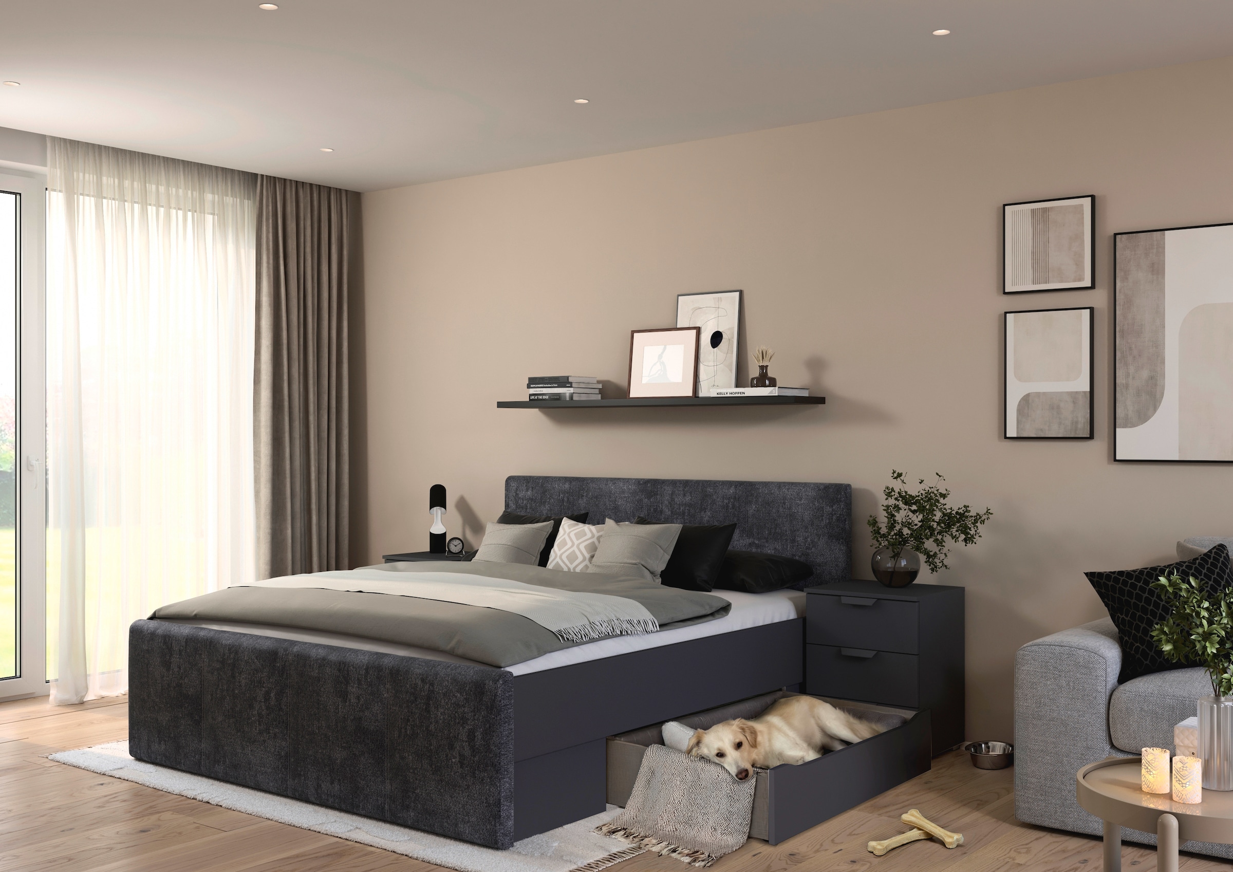 rauch Bett »Doppelbett Polsterbett Stauraumbett AGORDO« 180x200 cm,  praktische Bettschubkästen für zusätzlichen Stauraum MADE IN GERMANY