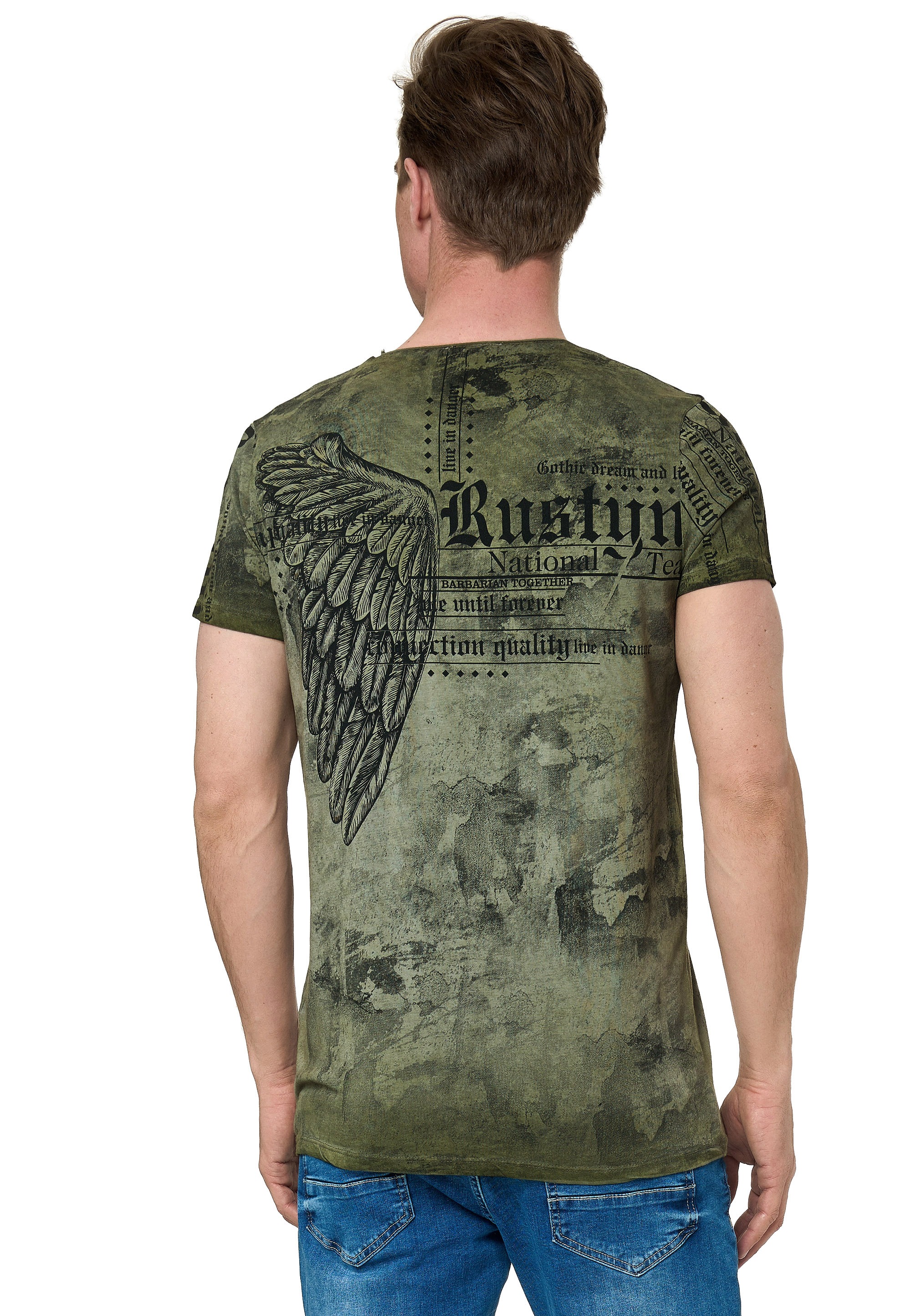 Rusty Neal T-Shirt, mit coolem Allover-Print