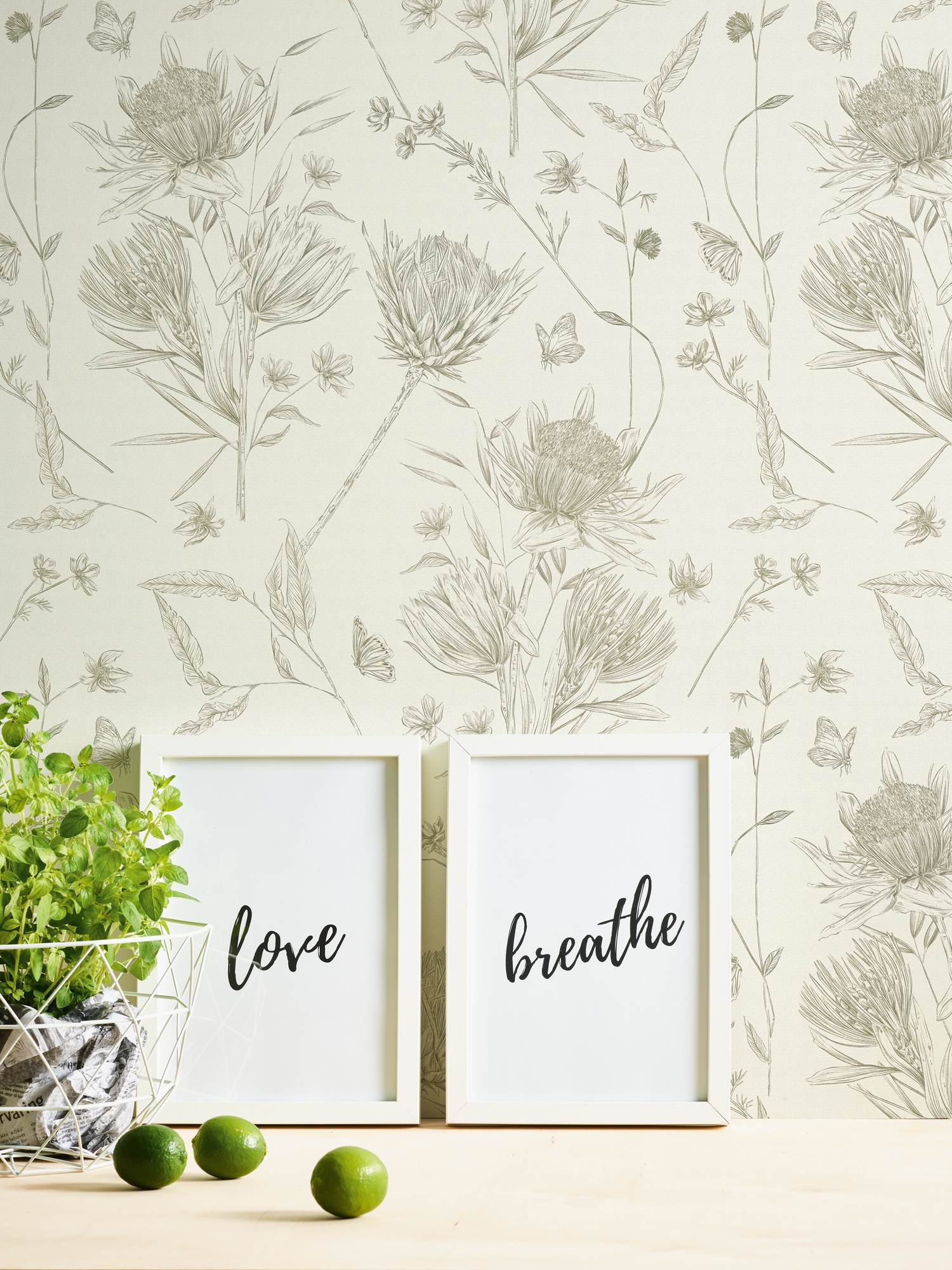 living walls Vliestapete "Drawn Into Nature florale Tapete Mustertapete Pflanzen Natur" matt strukturiert Vliestapete Blätter für Schlafzimmer Küche Wohnzimmer Floral Design