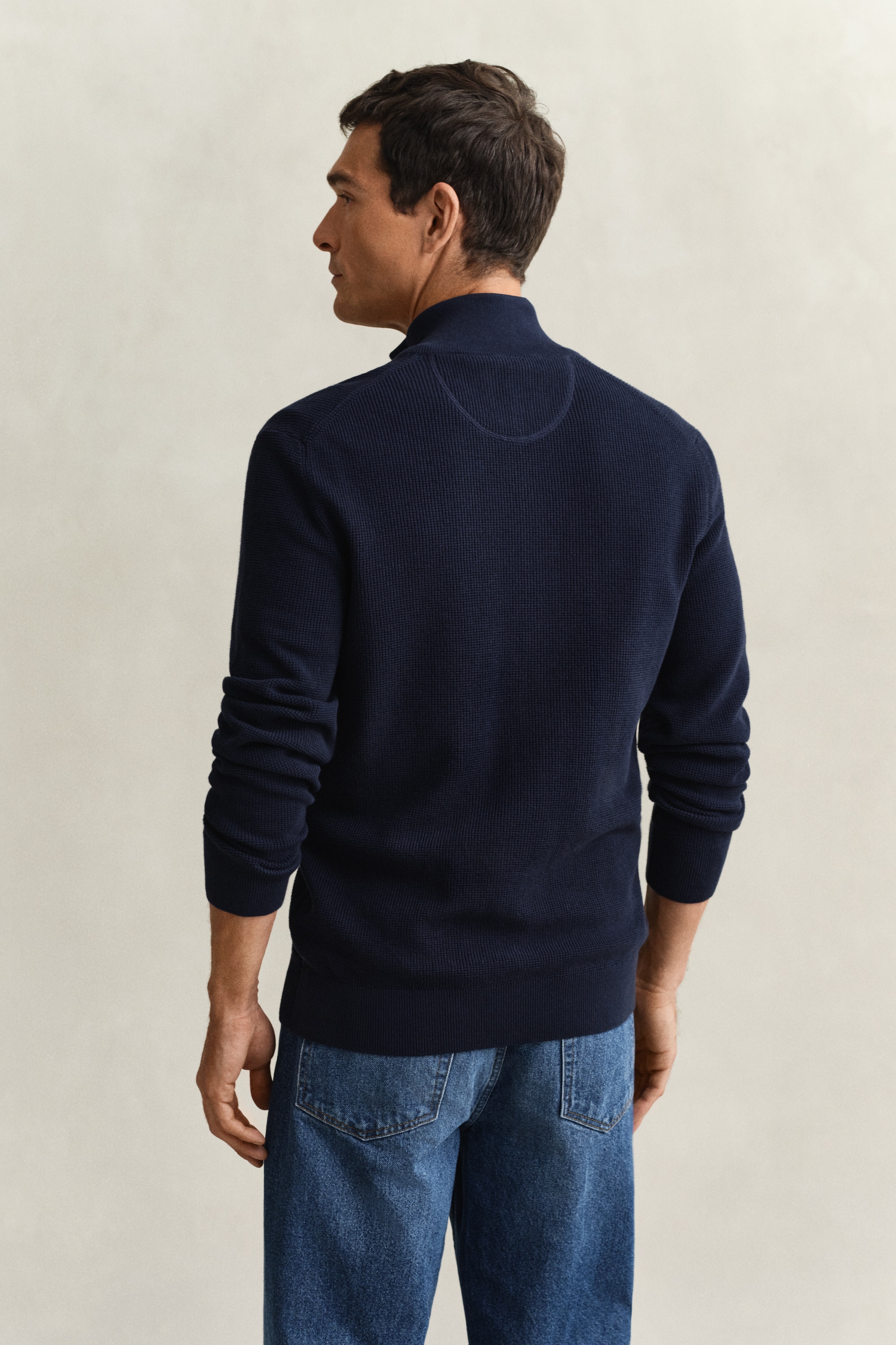 Gant Strickjacke »MICRO TEXTURED COTTON ZIP« Regular fit mit Stehkragen