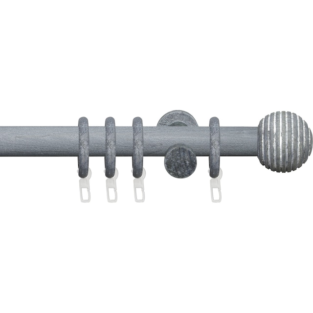 Liedeco Gardinenstange »Stilgarnitur 28 mm Kugel-Streifen«, 1  läufig-läufig, Fixmaß, Gardinenstange Komplett | BAUR