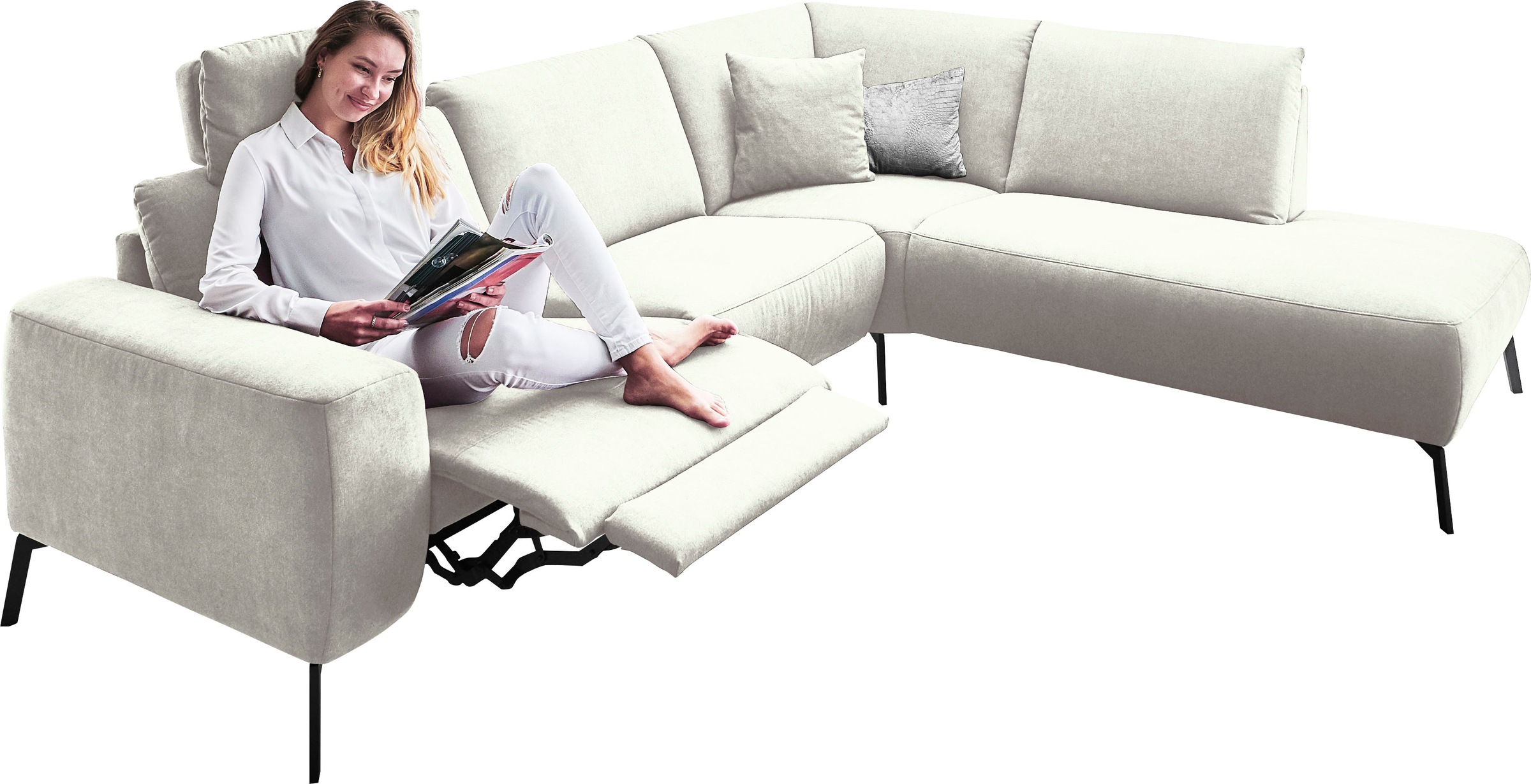 INOSIGN Ecksofa »Bellini L-Form«, incl. motorischer Relaxfunktio, wahlweise Easy Care-Bezug