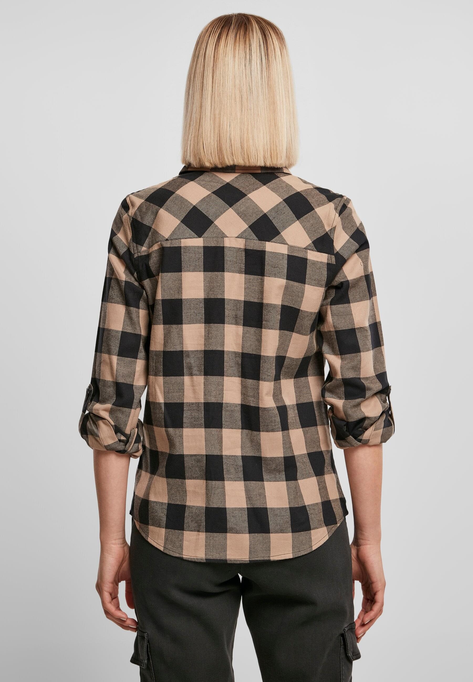 URBAN CLASSICS Langarmhemd »Urban Classics Damen Ladies Turnup Checked Flanell Shirt«, (1 tlg.)