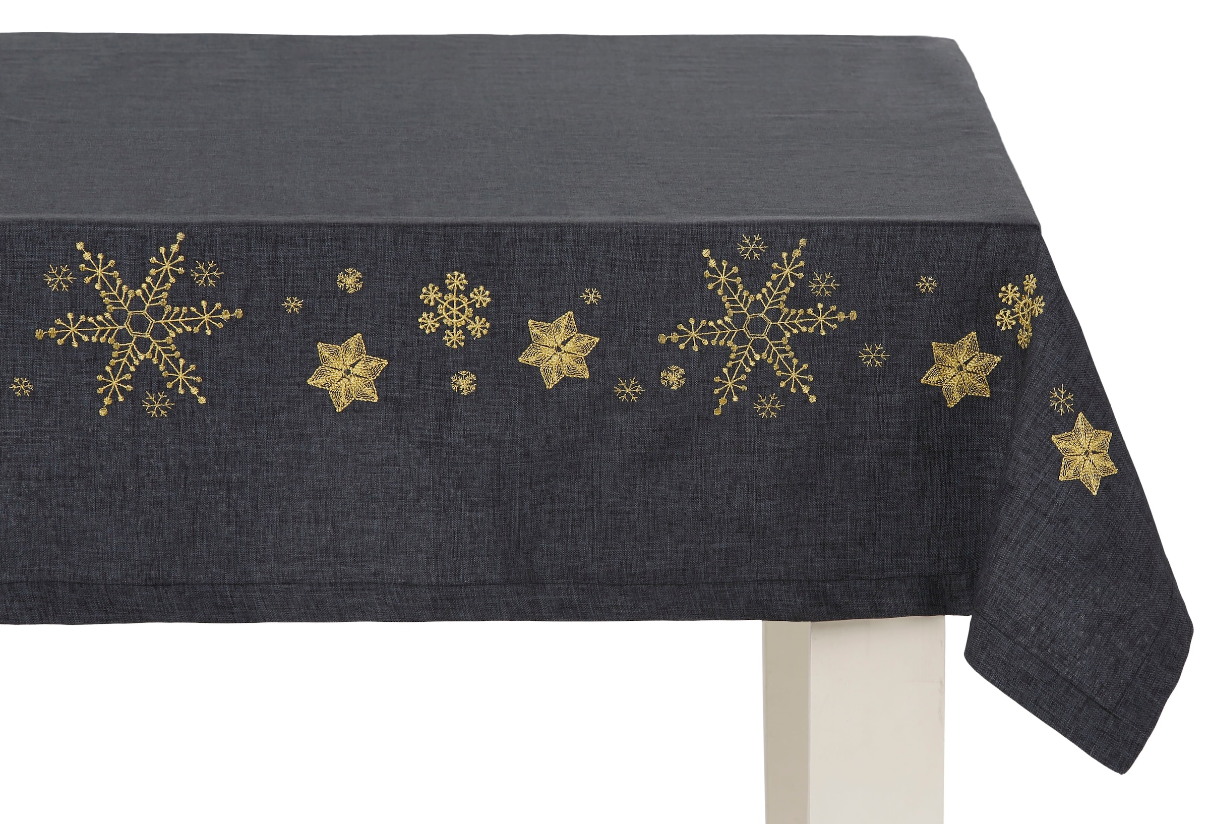 Tischdecke »Schneeflocke, Weihnachtsdeko«, mit aufwendiger Stickerei