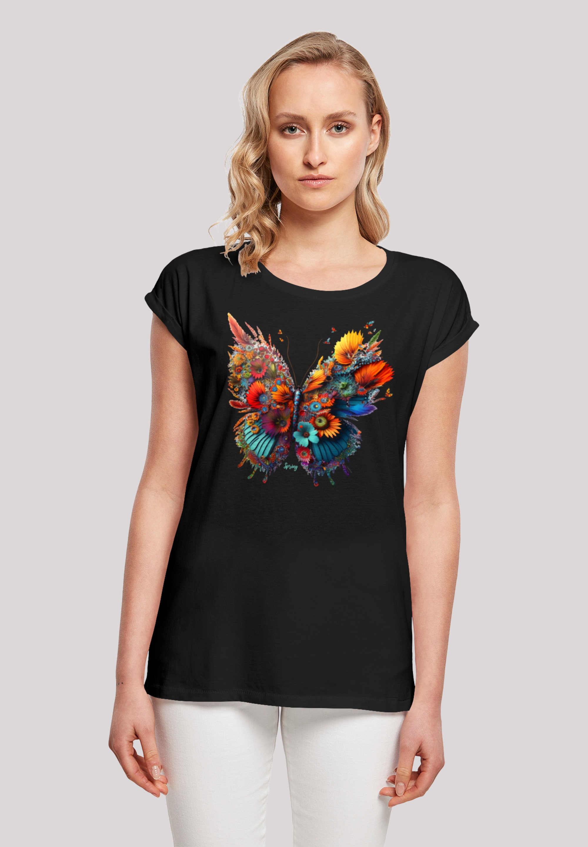 F4NT4STIC T-Shirt »Schmetterling Blumen«, Print