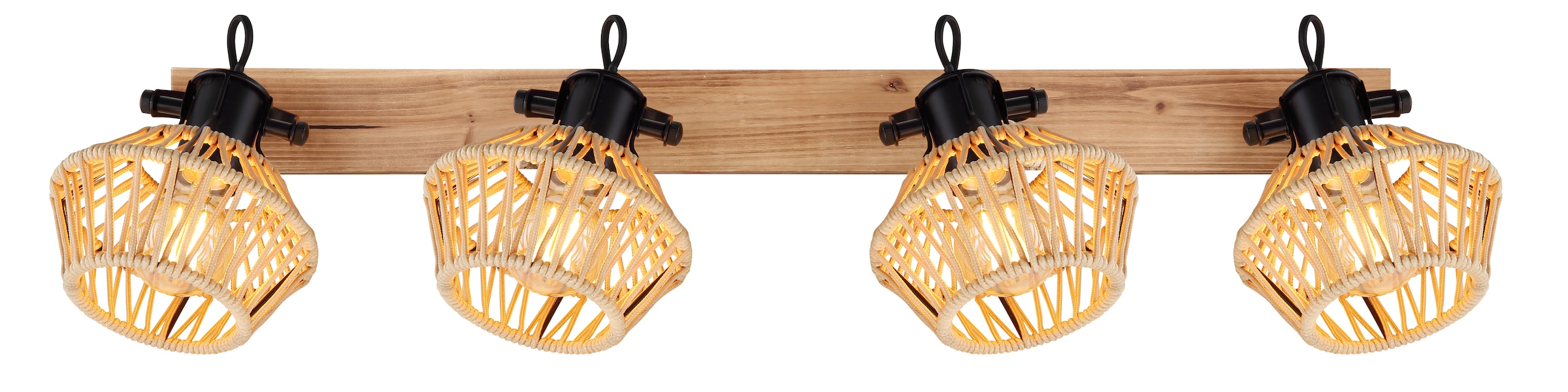 GLOBO LIGHTING Deckenspot »VALLI« E27 1 Stk. Dunkelbrauner Strahler mit Hanf, Metall schwarz matt, E27 4x60W