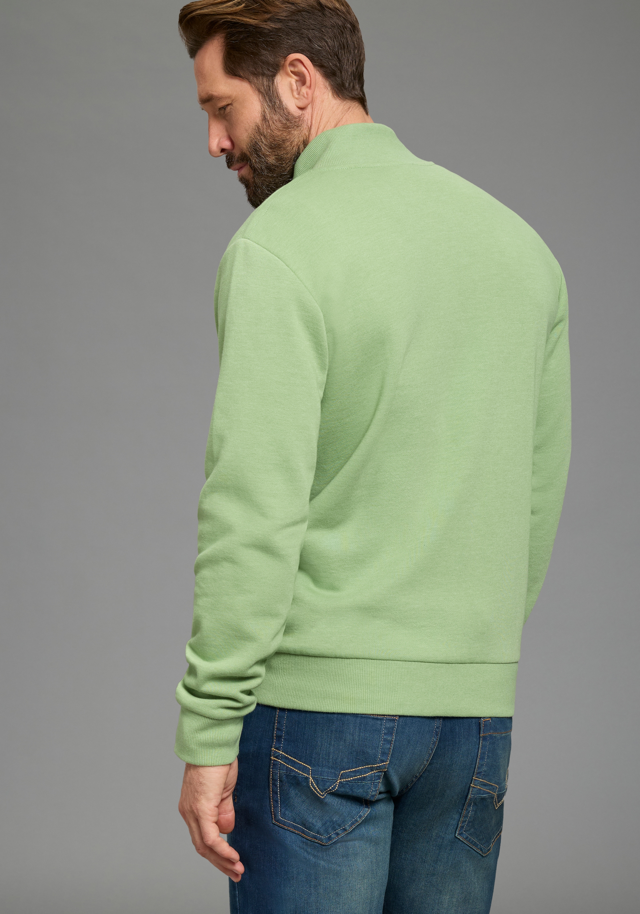 Man's World Sweatjacke Stehkragen und dezentem Logodruck