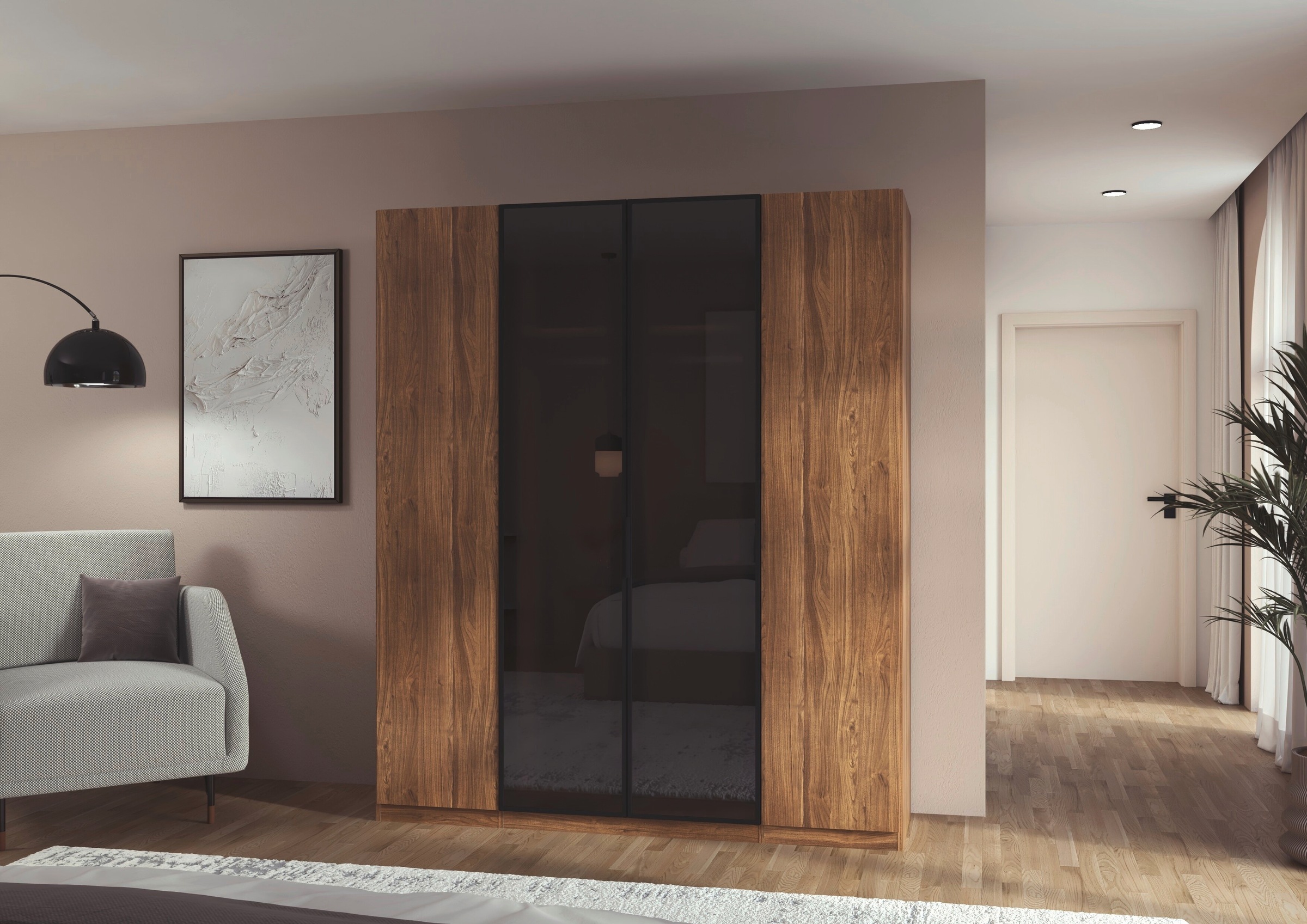 OTTO home Kleiderschrank »Schrank Möbel Schlafzimmer Garderobe Mietswohnung WELTNEUHEIT NYLLA« PATENTIERTES SCHNELLMONTAGESYSTEM mit Glasrahmentüren MADE IN GERMANY