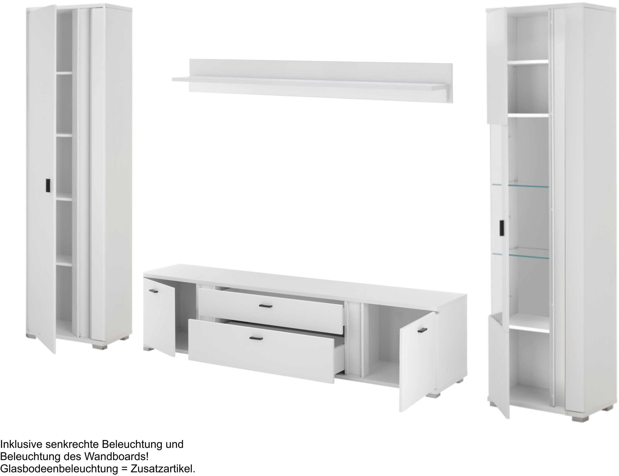 Thumbnail - INOSIGN Wohnwand "LONG ISLAND", (Set, 4 St.), in moderner Trendfarbe,inklusive senkrechter Beleuchtung,Breite 330 cm