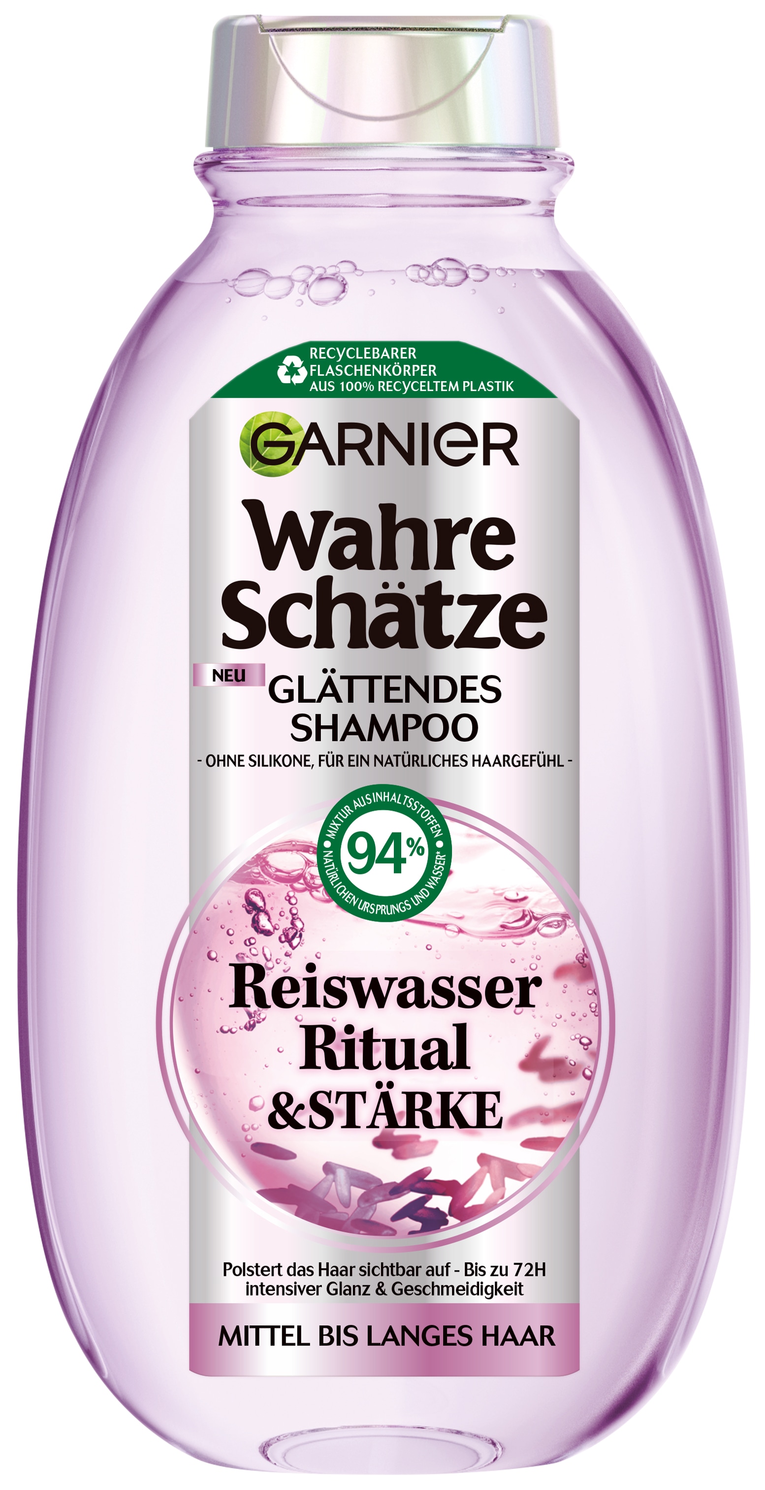 GARNIER Haarshampoo »Garnier Wahre Schätze Reiswasser Ritual Shampoo (6er Packung)« mit Reiswasser und Stärke, ohne Silikone