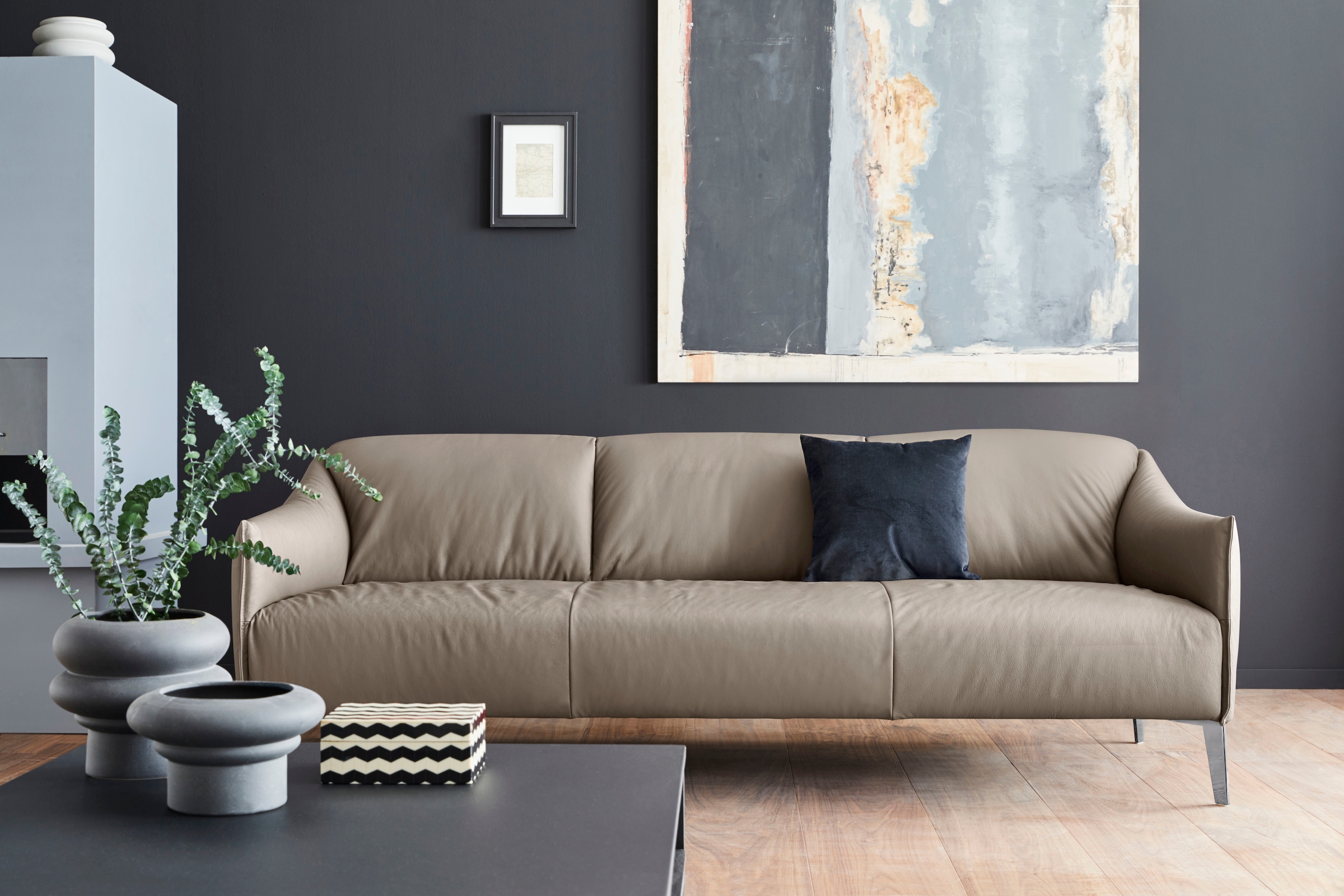 W.SCHILLIG 3-Sitzer "sally Design-Sofa, Loungesofa, bequem, schmale Armlehnen, Breite 224cm" mit Metall-Winkelfüßen in Chrom glänzend, Breite 224 cm