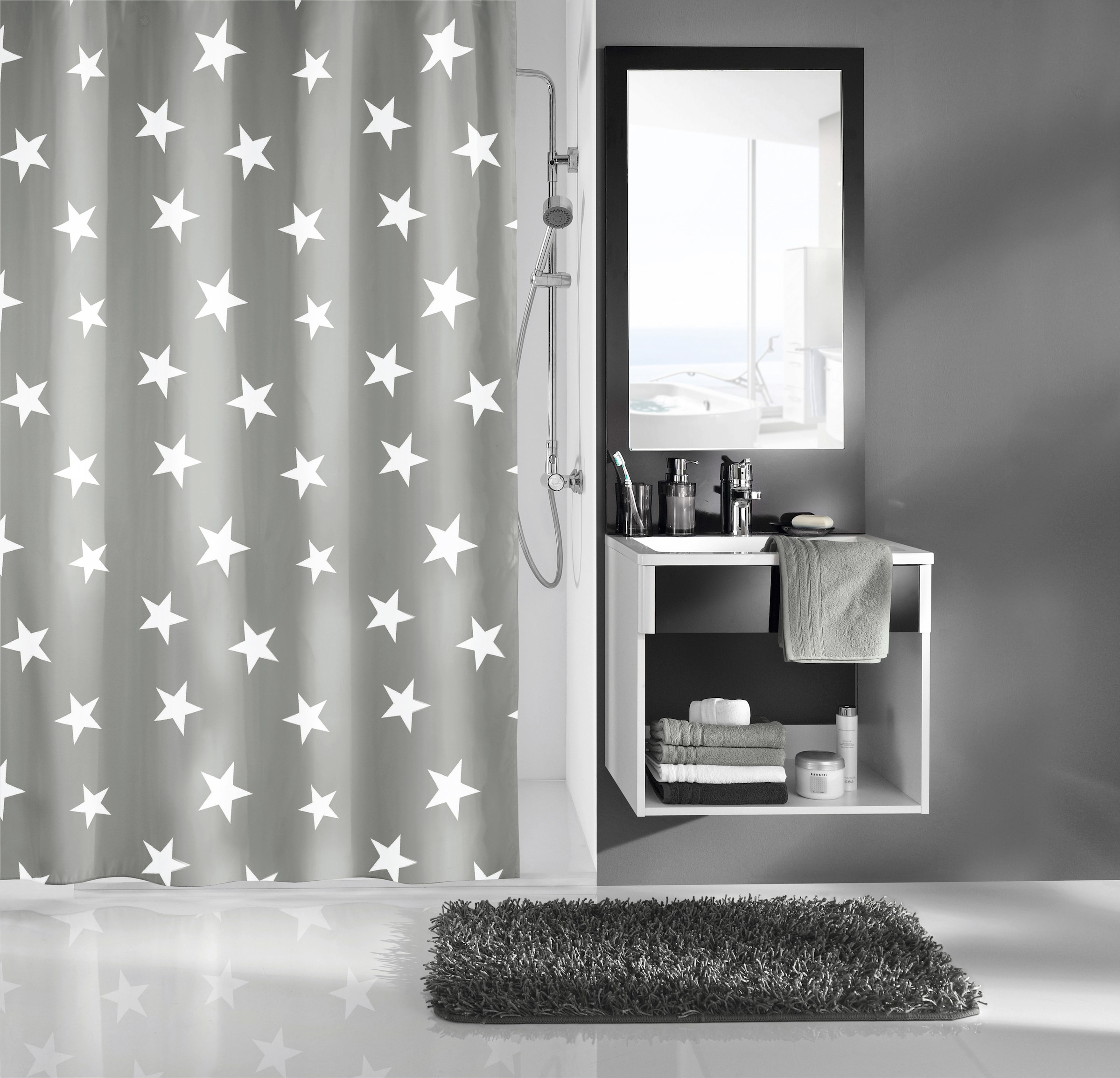 Kleine Wolke Duschvorhang "Nova" Breite 180 cm 1 Stk. tlg. platin günstig online kaufen