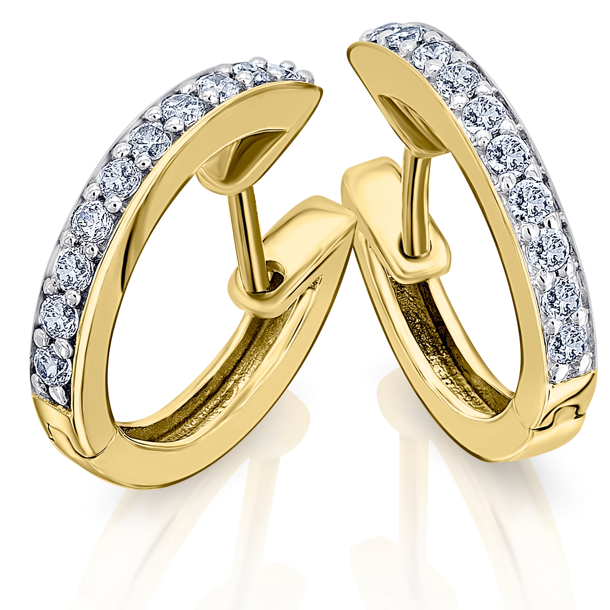 Paar Creolen »0,35 ct Diamant Brillant Ohrringe Creolen aus 585 Gelbgold«, Damen Gold...