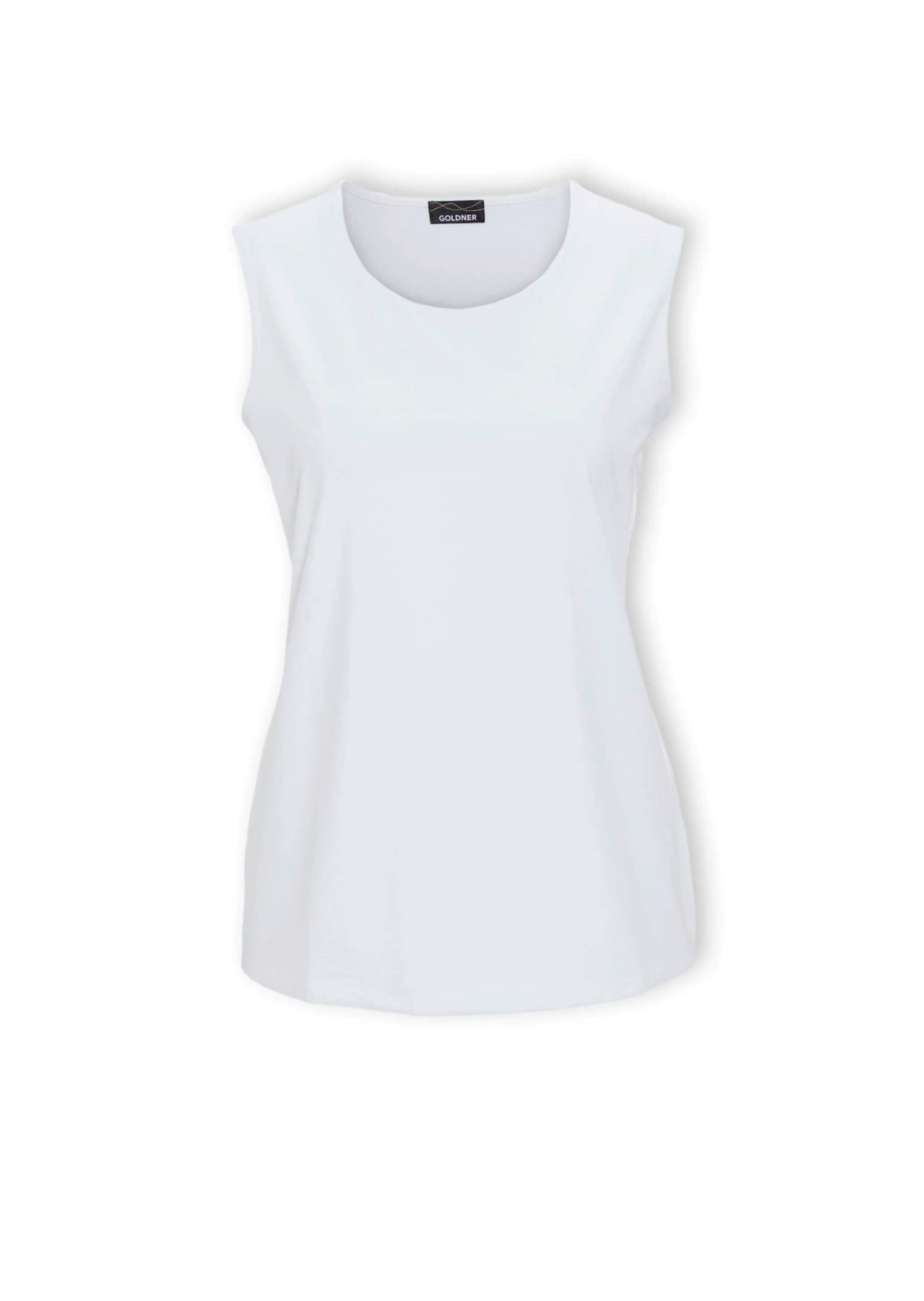 Trägertop GOLDNER "Kurzgröße Gepflegtes Top in formstabiler Ware", Damen, Gr. 19, weiß, Obermaterial: 82% Polyester PES. 18% Elasthan EL., Sonstiges, Tops Trägertop, ohne