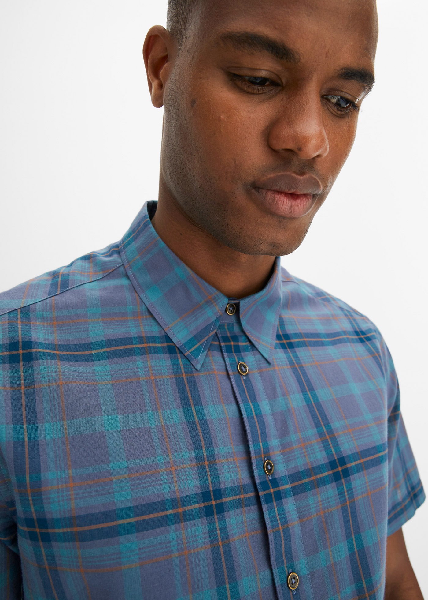 Thumbnail - bonprix Kurzarmhemd Regular Fit, aus Baumwolle, mit Karomuster, mit Kentkragen