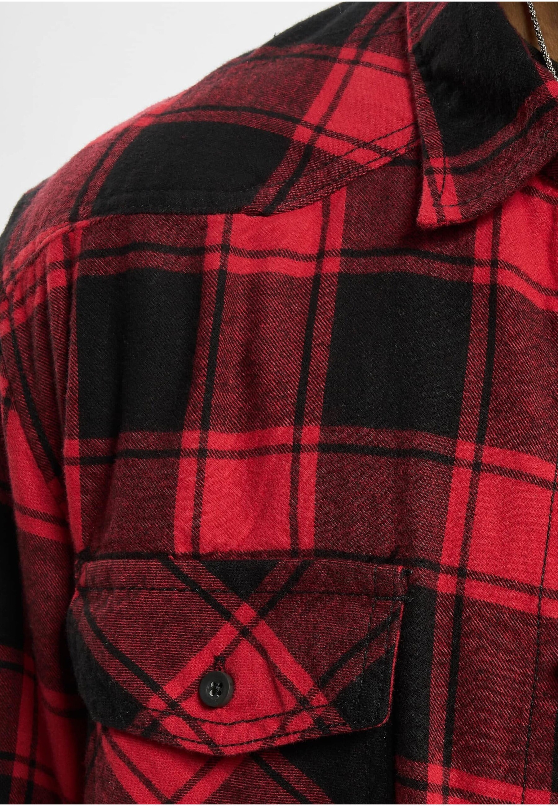 Brandit Check Long Sleeve Shirt Red/Black L Boys 8