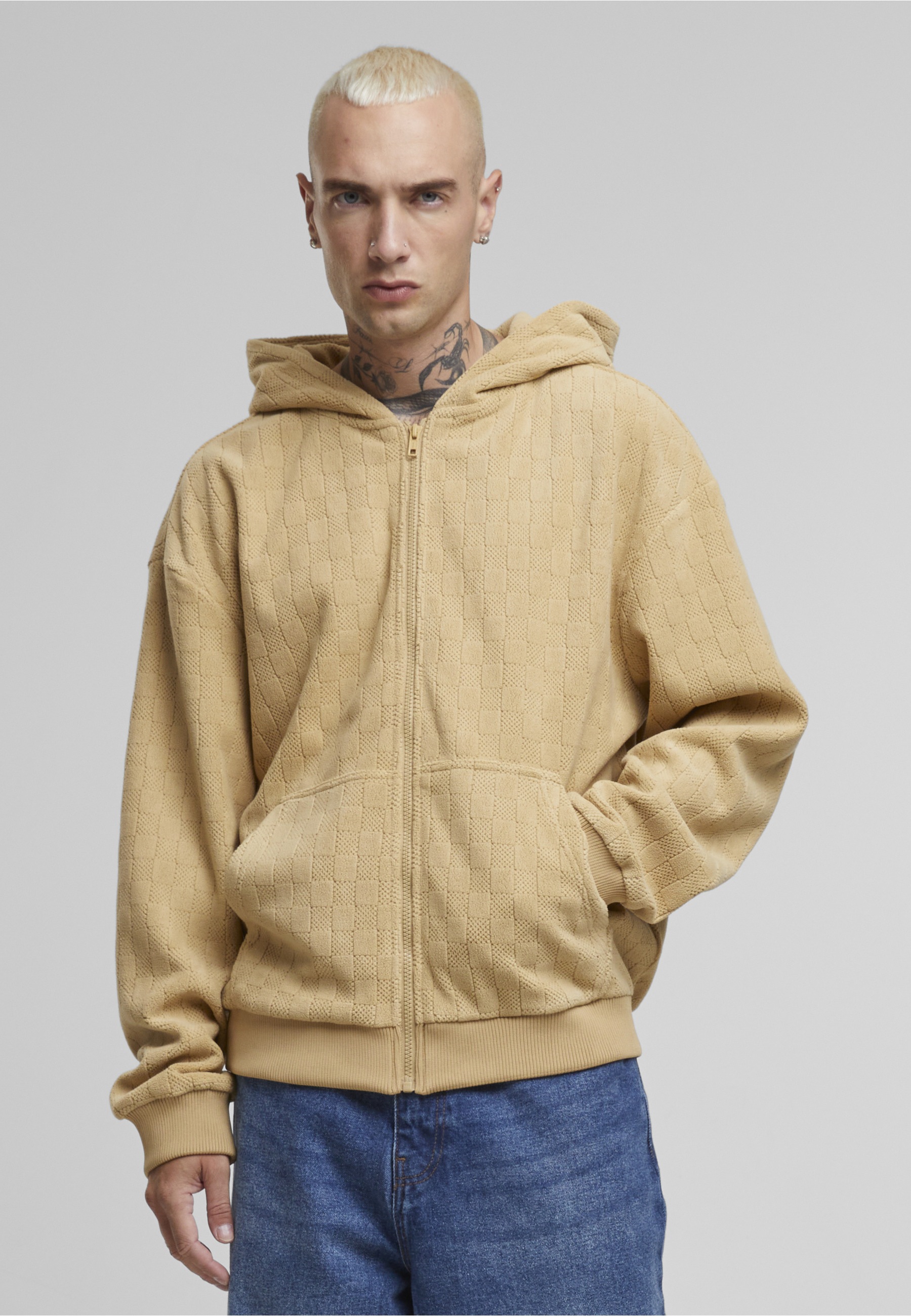 Thumbnail - URBAN CLASSICS Kapuzenpullover "Urban Classics Jaquard Velvet Zip-Hoody" 1 tlg.
