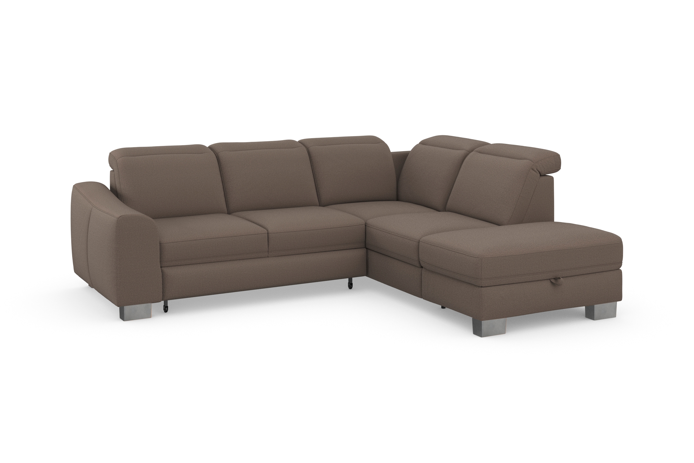 sit&more Ecksofa »Dundee L-Form«, mit Federkern und Edelstahlfüßen, wahlweise mit Kopfteilverstellung