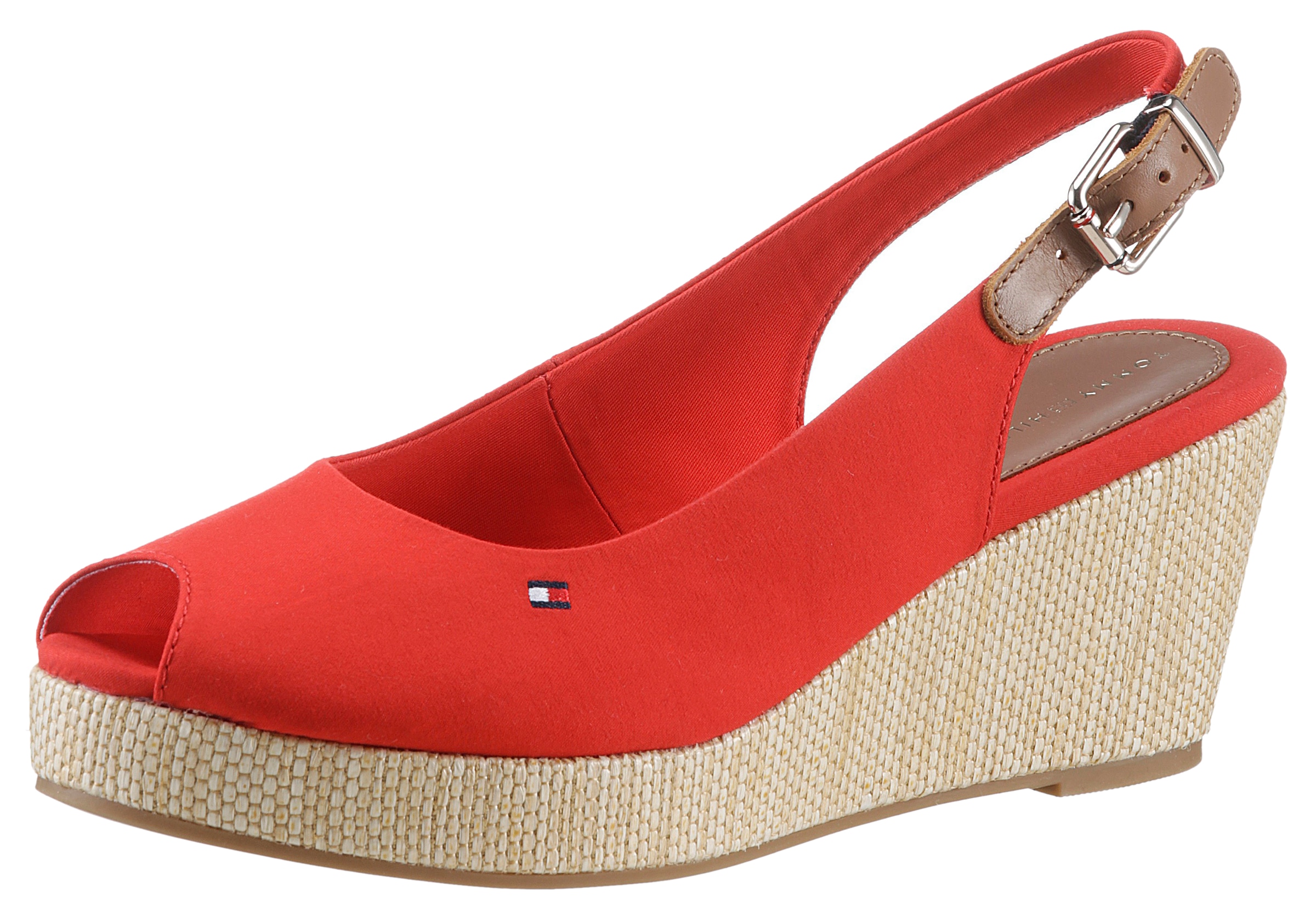 Tommy Hilfiger Sandalette "ICONIC ELBA SLING BACK WEDGE", Sommerschuh, Sand günstig online kaufen