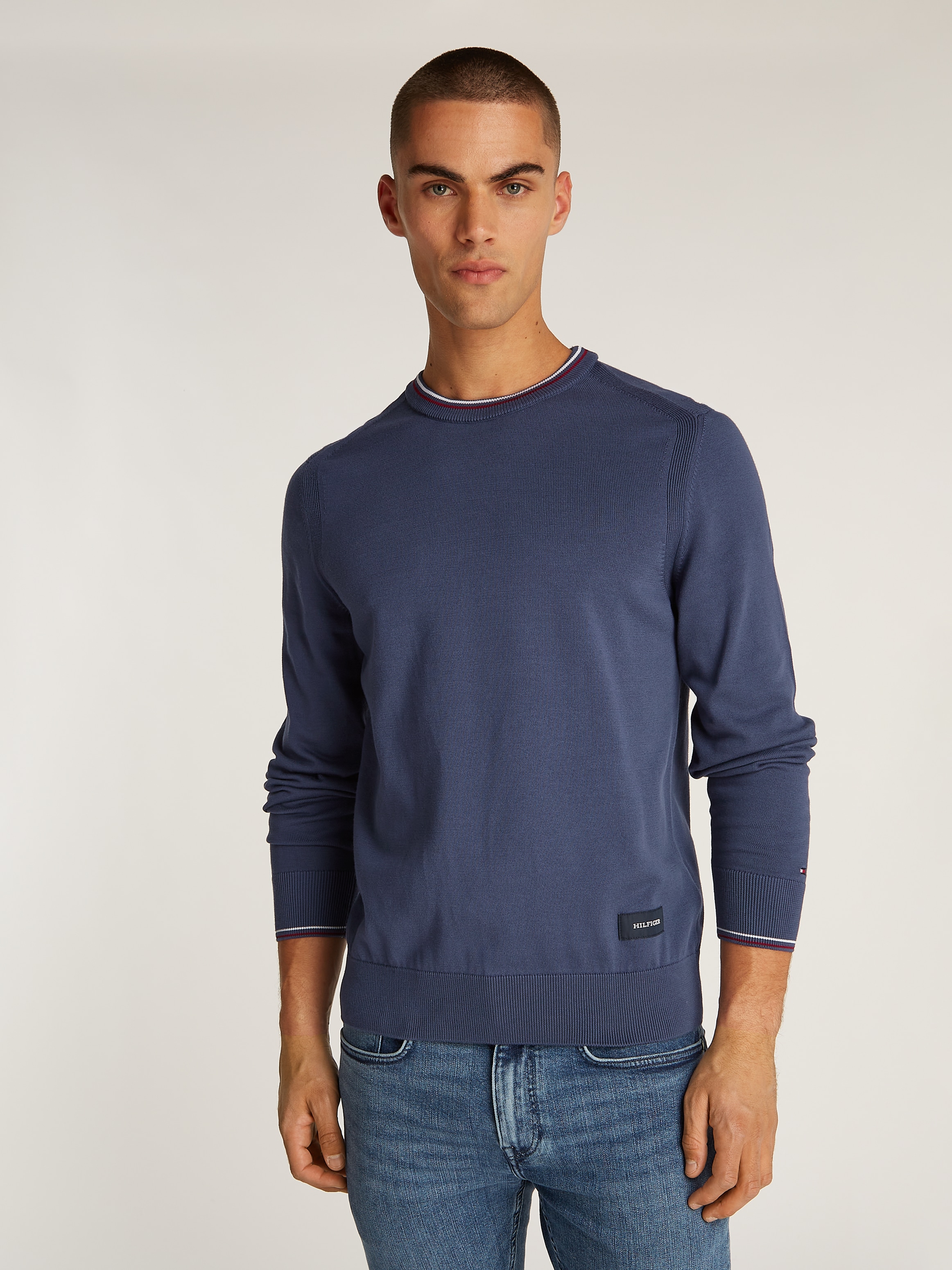 Tommy Hilfiger Rundhalspullover "RWB COTTON CREW NECK", farbliche Akzente in Tommy Farben