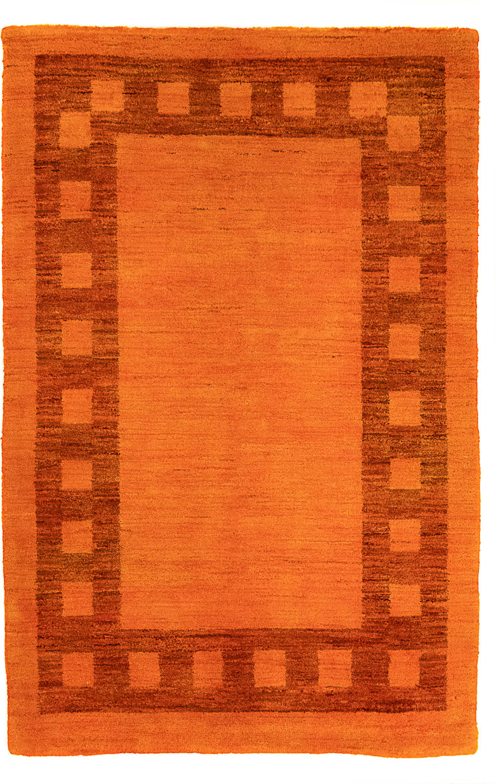 morgenland Wollteppich »Gabbeh - Indus - 123 x 79 cm - orange«, rechteckig, Wohnzimmer, Handgeknüpft, Einzelstück mit Zertifikat