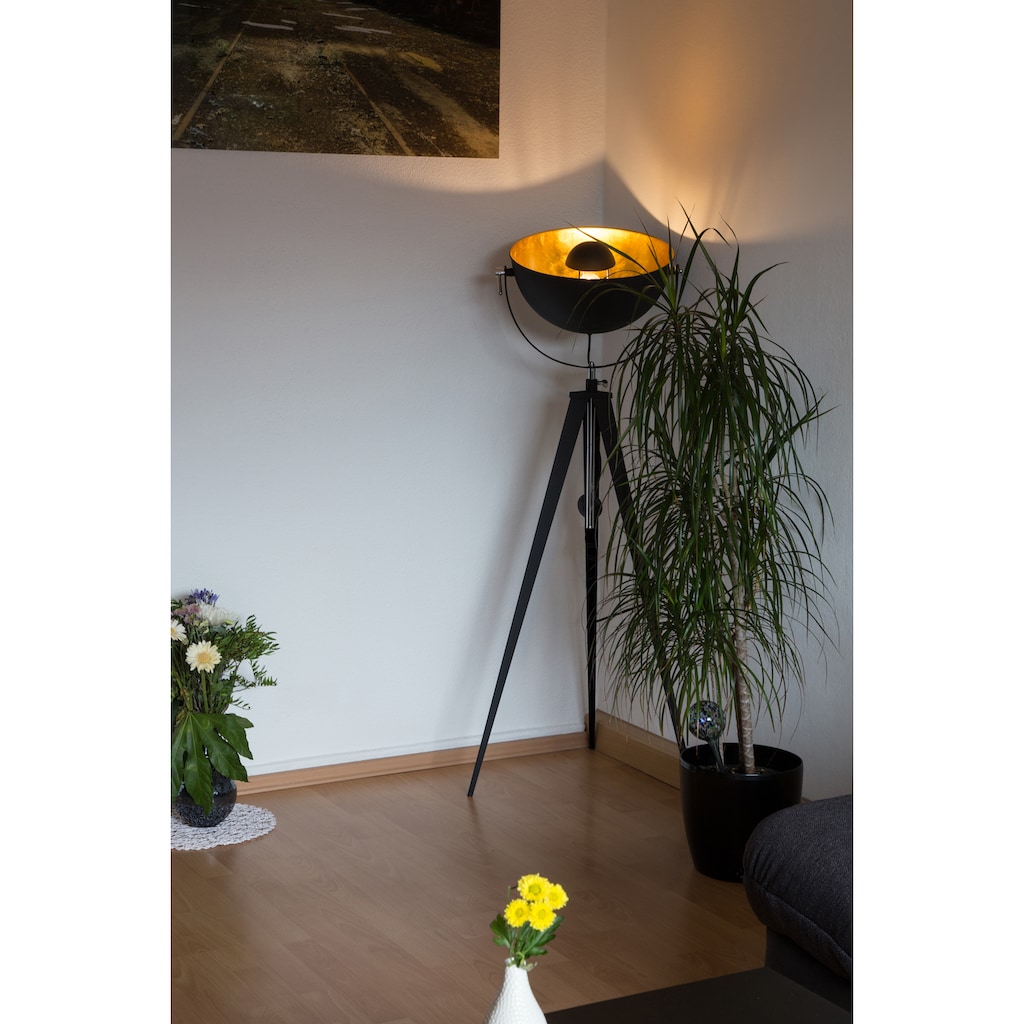 Leonique Stehlampe »Elenoire«, 1 flammig-flammig, Stehleuchte, Höhe verstellbar, schwarz / goldfarben