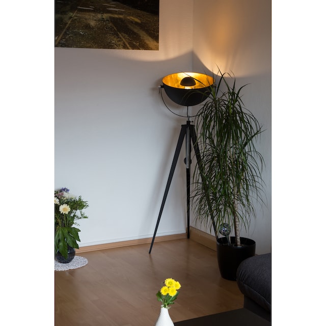 Leonique Stehlampe »Elenoire«, 1 flammig-flammig, Stehleuchte, Höhe  verstellbar, schwarz / goldfarben | BAUR