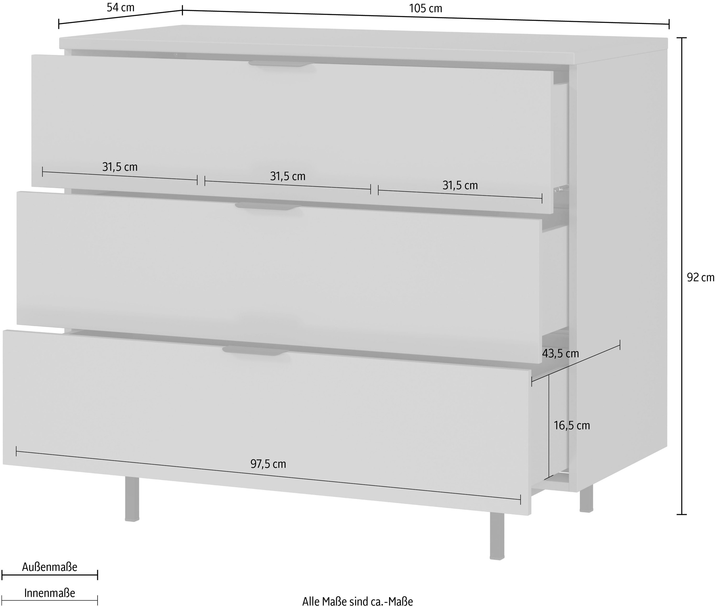GERMANIA Wickelkommode »Tomino«, bis 21 kg, modernes Design, B/H/T 105/100/54, Wickelfläche 85 x 75 cm, 105 cm