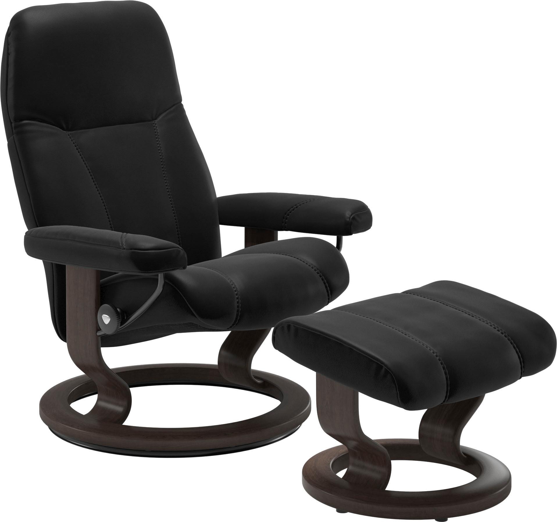 Stressless Relaxsessel "Consul" Set, Relaxsessel mit Hocker, mit Hocker, mit Classic Base, Größe L, Gestell Wenge