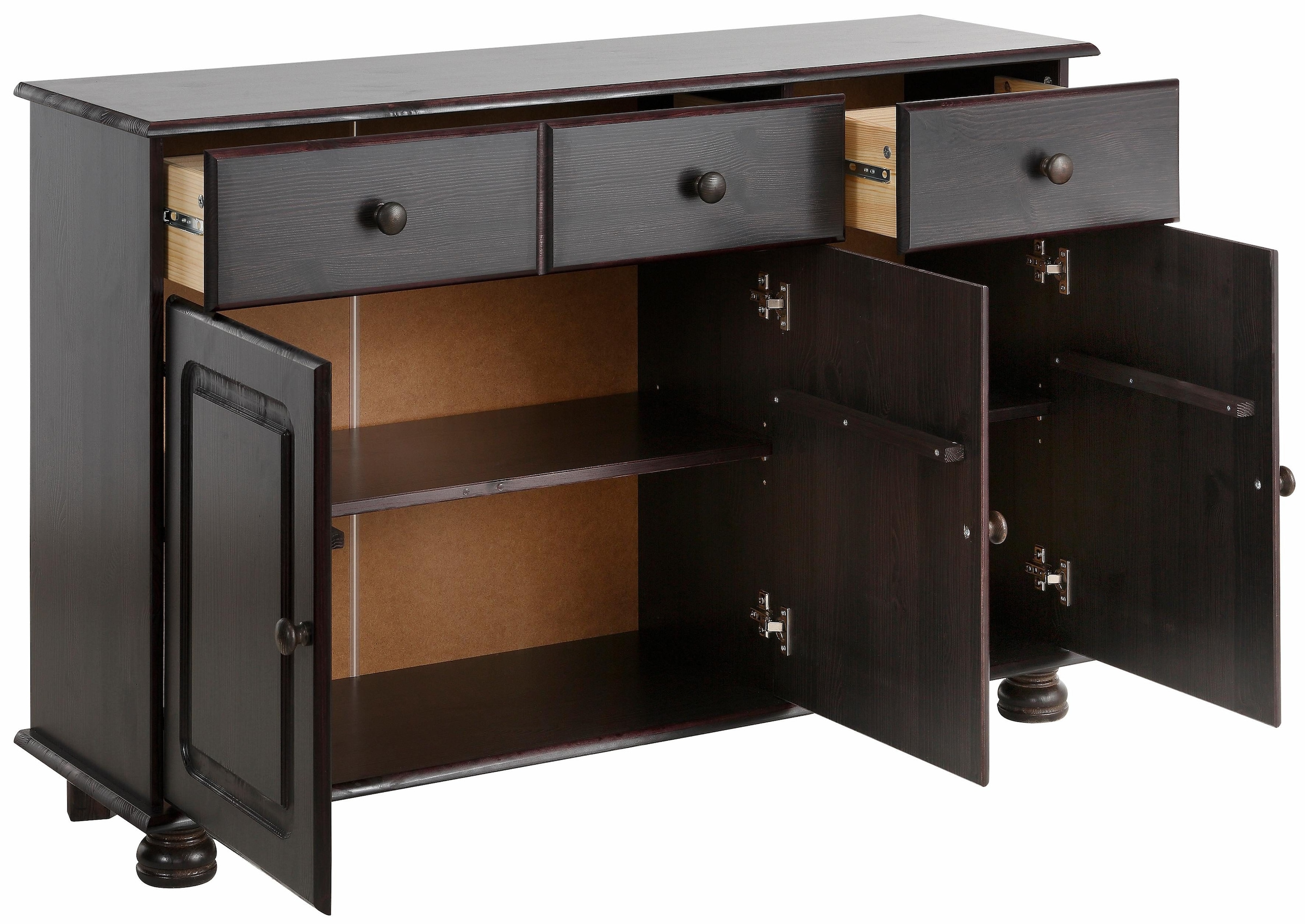 Home affaire Sideboard »Mette«, Kommode mit gefrästen, kugelförmigen Füßen, Breite 120 cm