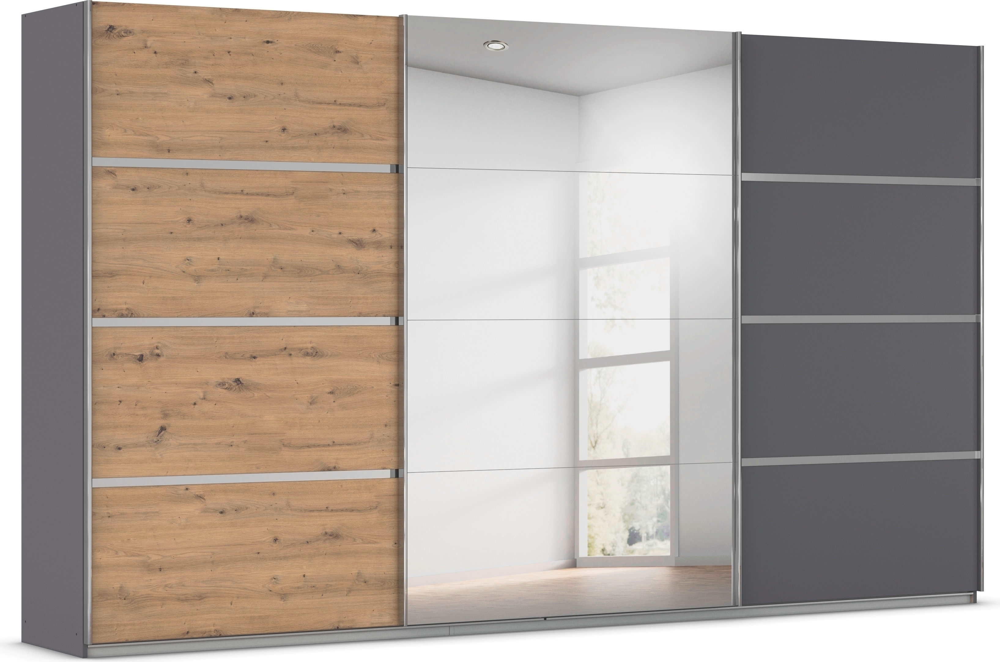 OTTO home Kleiderschrank "Mehrzweckschrank Aktenschrank Möbel Mietswohnung Schlafzimmer AVOLA" 3 verschiedene Ausstattungen BASIC/CLASSIC/PREMIUM (inkl. SOFT-CLOSE), mit eleganten Zierleisten in Chrom, Schwarz oder Weiß MADE IN GERMANY