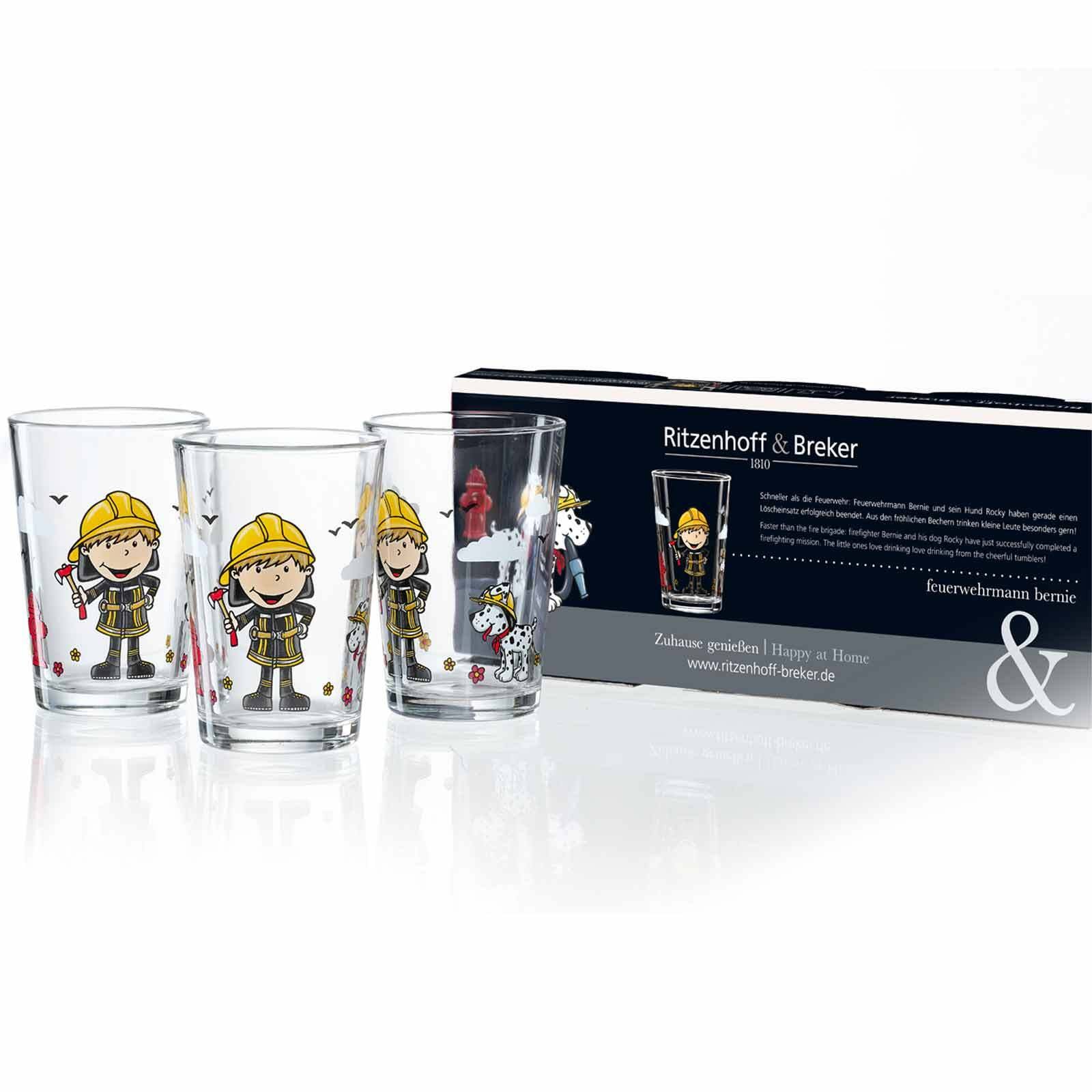 Ritzenhoff & Breker Kinderbecher »Kindergläser Feuerwehrmann Bernie 205 ml 3er Set bunt«
