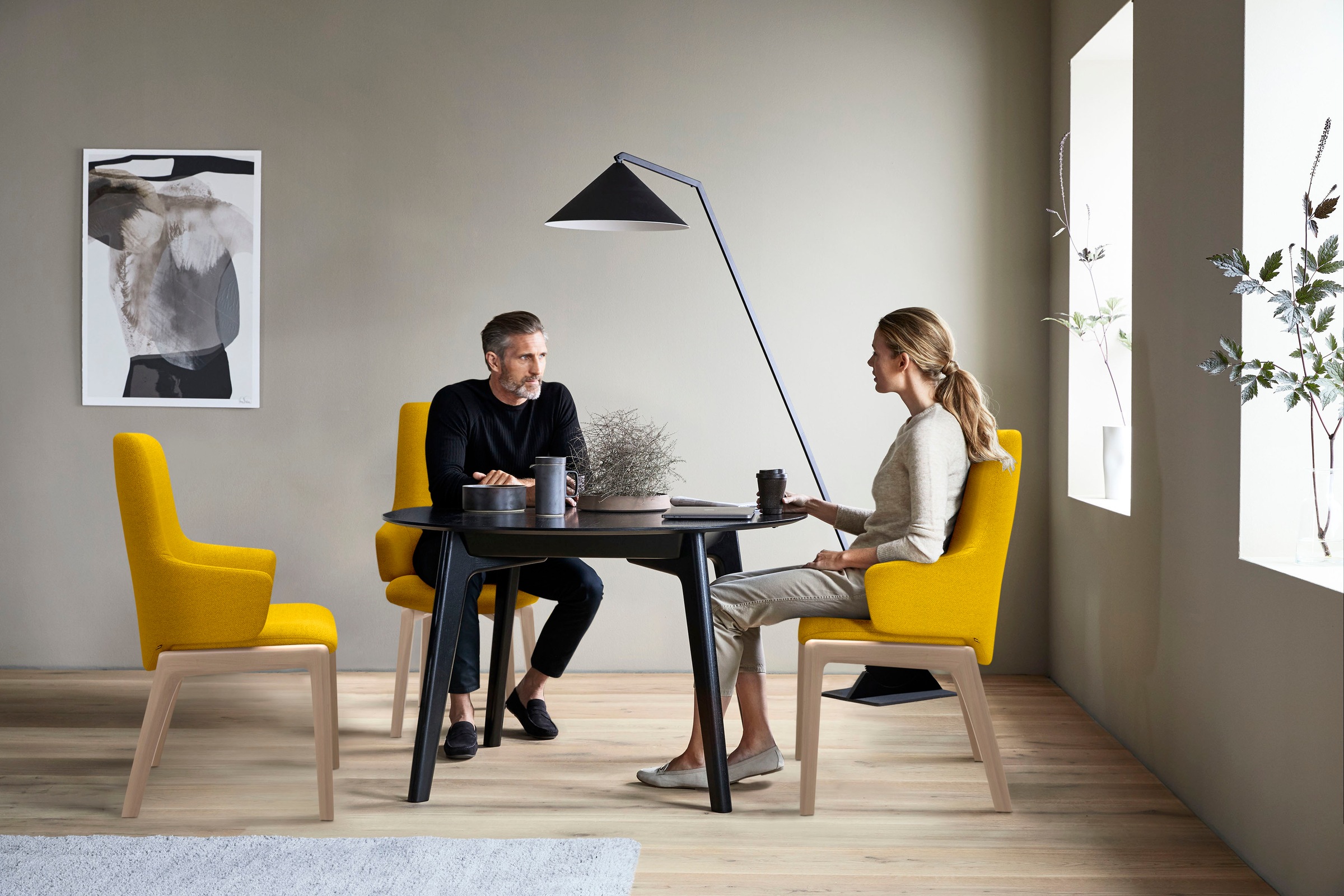 Stressless® Polsterstuhl »Laurel«, ROHLEDER Stoff Q2 FARON, High Back mit Armlehne, Größe L, mit abgerundeten Beinen in Eiche