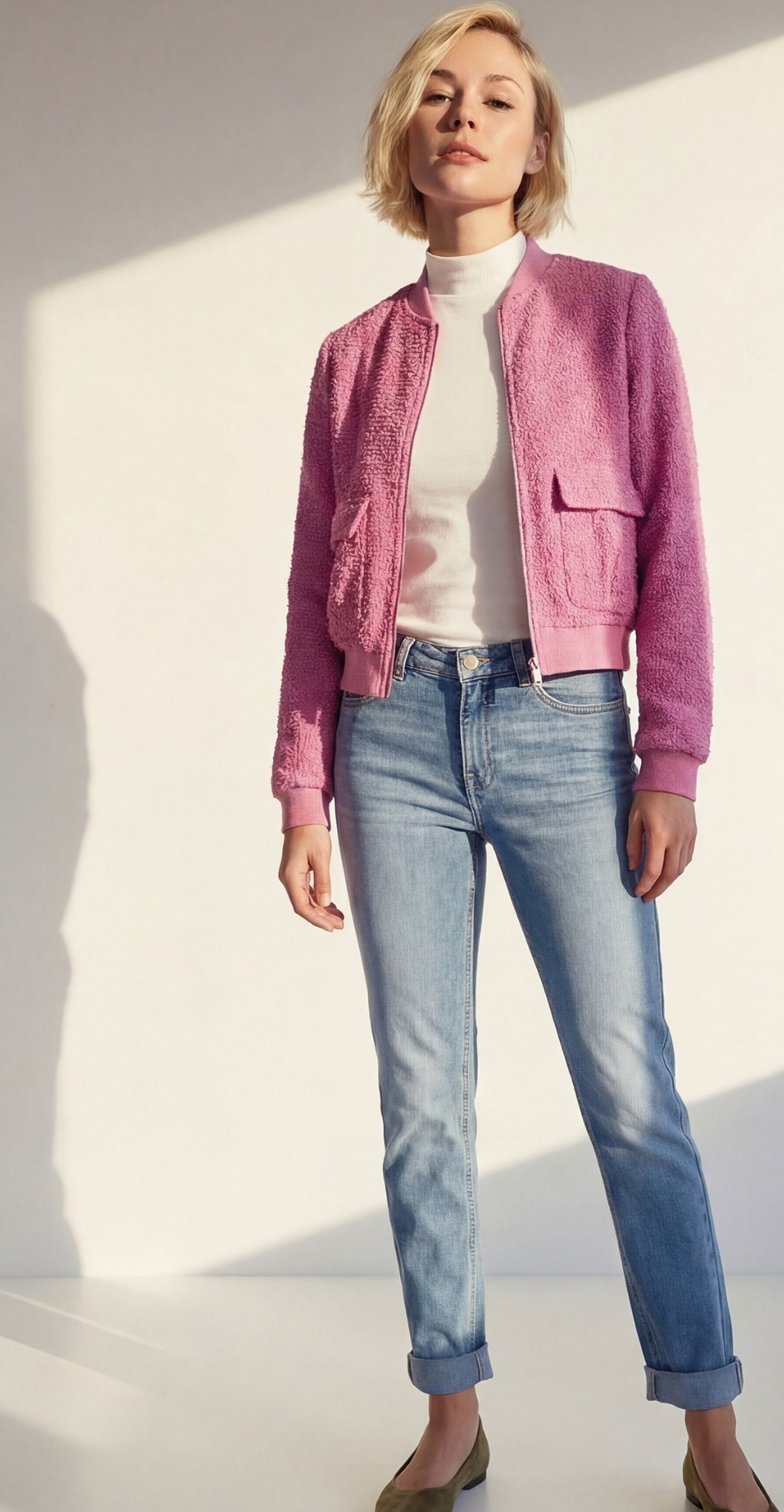 Slim-fit-Jeans ZERO "Damen Style Orlando schmales Bein 32 Inch", Damen, Gr. 40, Normalgrößen, blau denim, Denim/Jeans, Obermaterial: 94% Baumwolle, 5% Elastomultiester, 1% Lyocell, unifarben, figurbetont, Jeans Slim-fit-Jeans 3