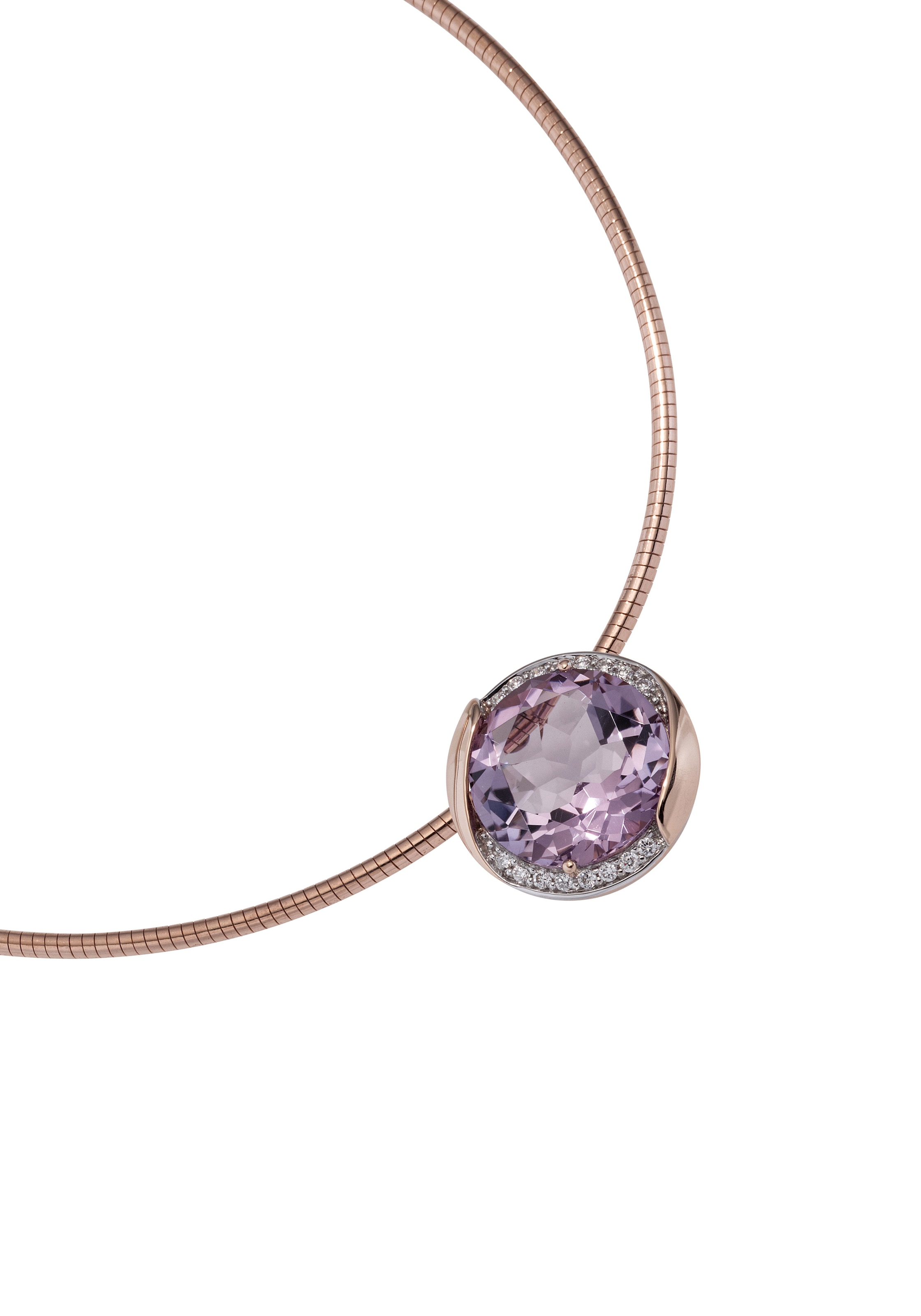 JOBO Kettenanhänger »Anhänger mit Amethyst und 16 Diamanten«, rund 585 Roségold