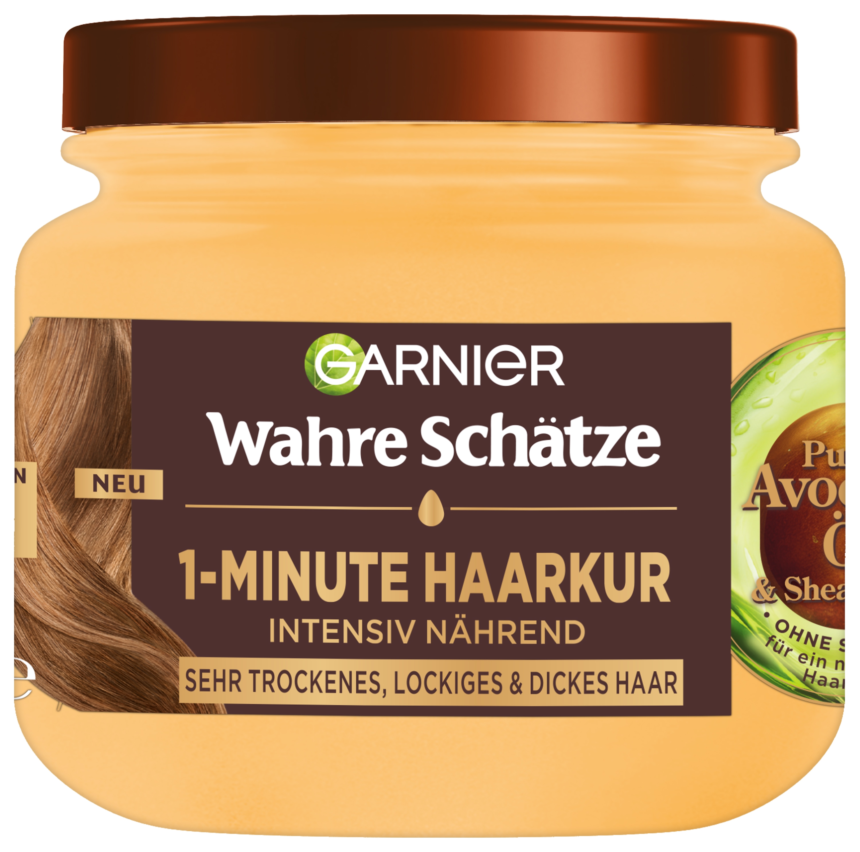 GARNIER Haarkur "WAHRE SCHÄTZE 1-MINUTE HAARKUR AVOCADO-ÖL" mit Avocado-Öl und Sheabutter, vegane Formel, ohne Silikone