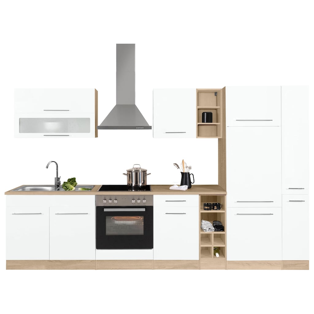 Wohnen Küchenmöbel HELD MÖBEL Küchenzeile »Eton«, ohne E-Geräte, Breite 330 cm weiß-eichefarben