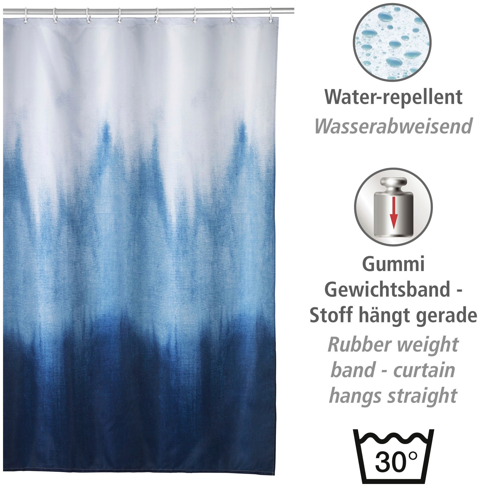 WENKO Duschvorhang "Alara", Höhe 200 cm, Batik-Optik günstig online kaufen