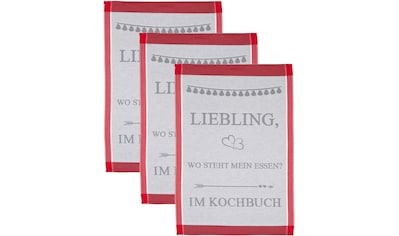 Geschirrtuch »Liebling, wo steht mein essen… im Kochbuch«, (Set, 3 tlg.)