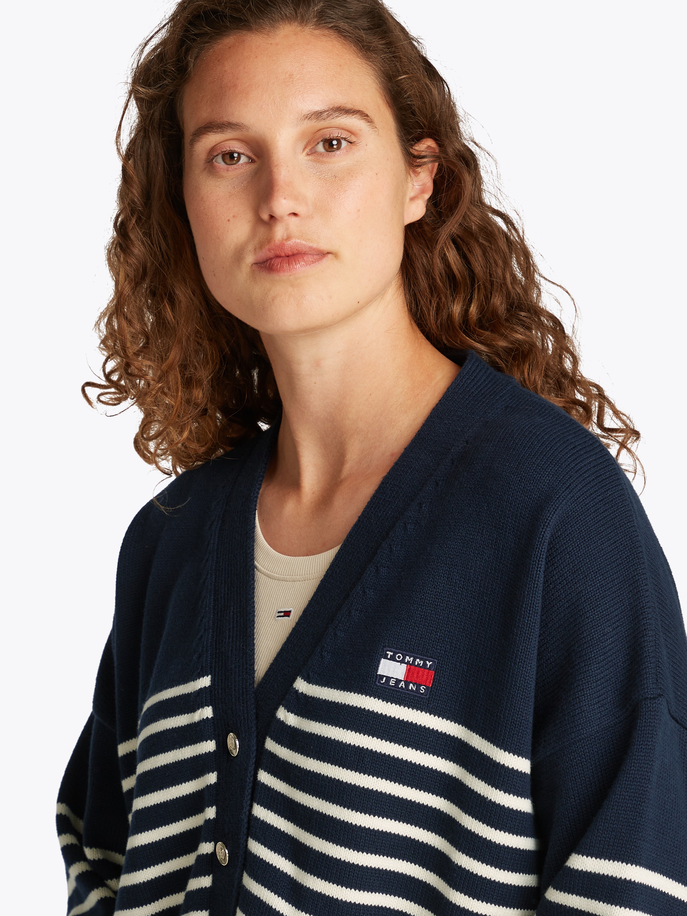 Tommy Jeans Strickjacke "TJW CABLE CARDIGAN", mit Streifenmuster, Taschen günstig online kaufen