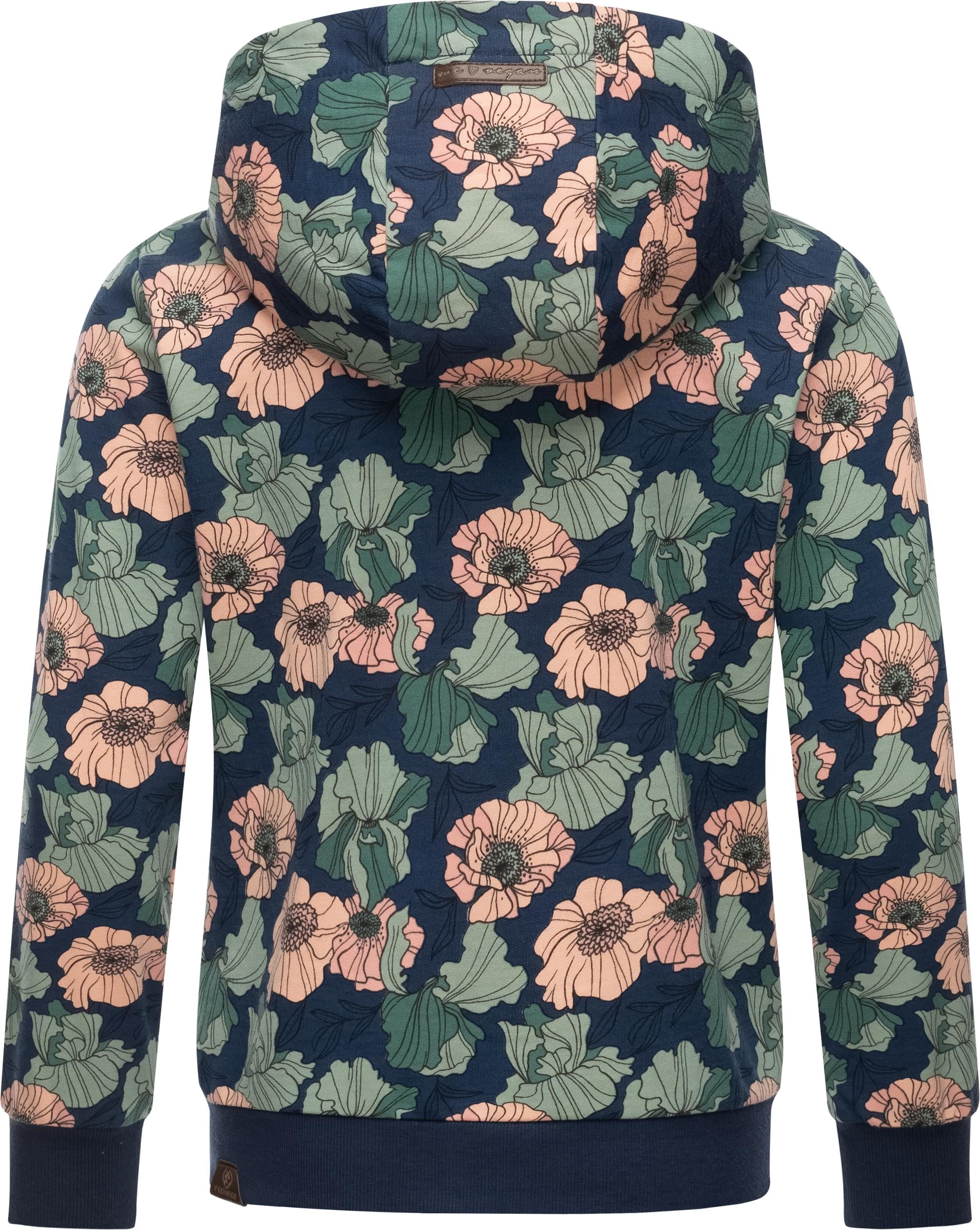 Ragwear Kapuzensweatjacke »Agneska Freesia«, Stylische Mädchen Zip-Jacke mit Blumenmuster