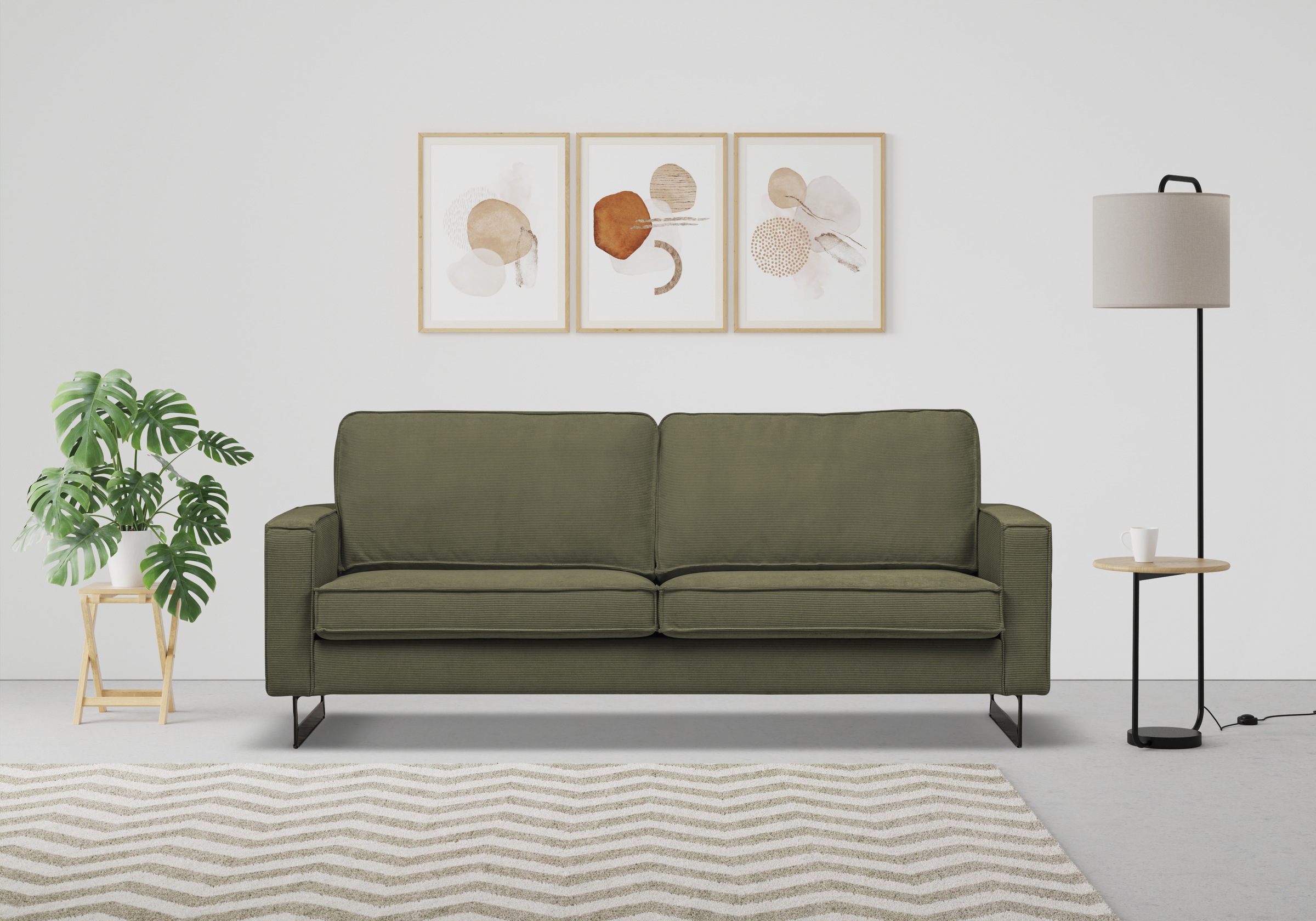 Home affaire 2-Sitzer "Pinto, 166 cm, Cord, Chenille, Lederoptik" mit Keder günstig online kaufen