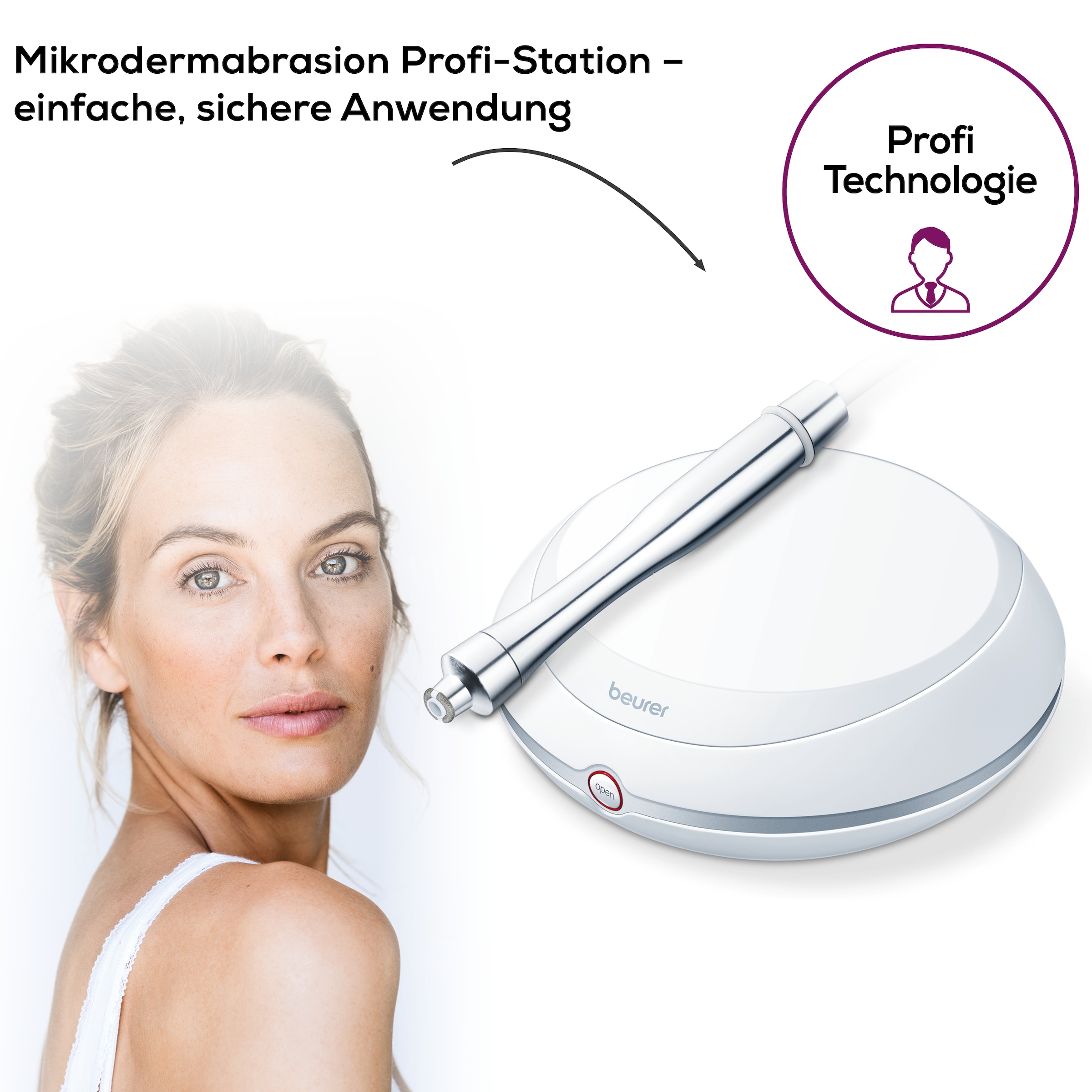 BEURER Mikrodermabrasionsgerät »FC 100 Mikrodermabrasionsgerät für ein revitalisierendes Peeling«, Mit 5 Intensitätsstufen und 3 hochwertigen Aufsätzen