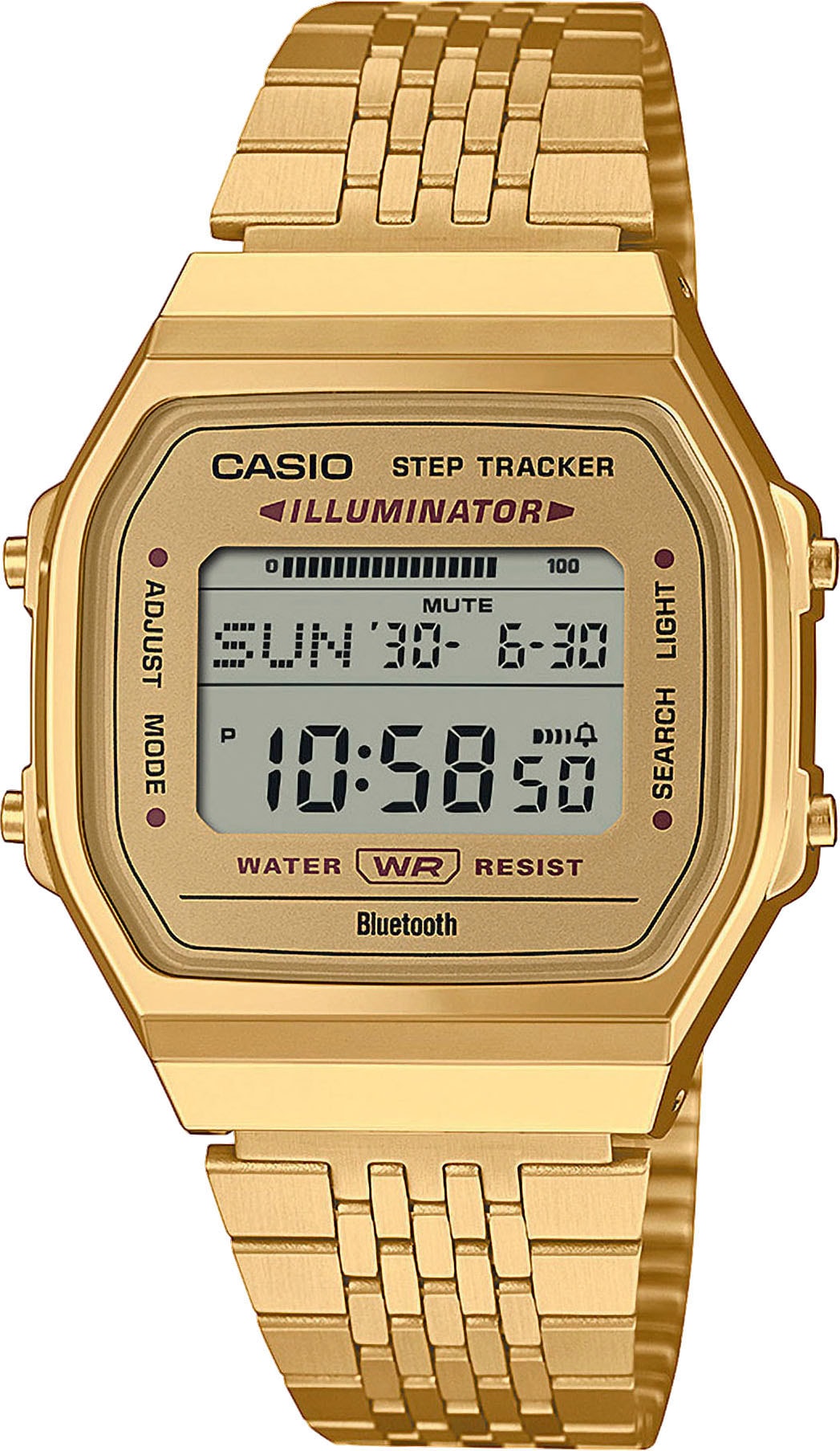 CASIO VINTAGE Smartwatch, gold, Smartwatches, Armbanduhr, Herrenuhr, Damenuhr, Bluetooth,Stoppfunktion,Schrittzähler