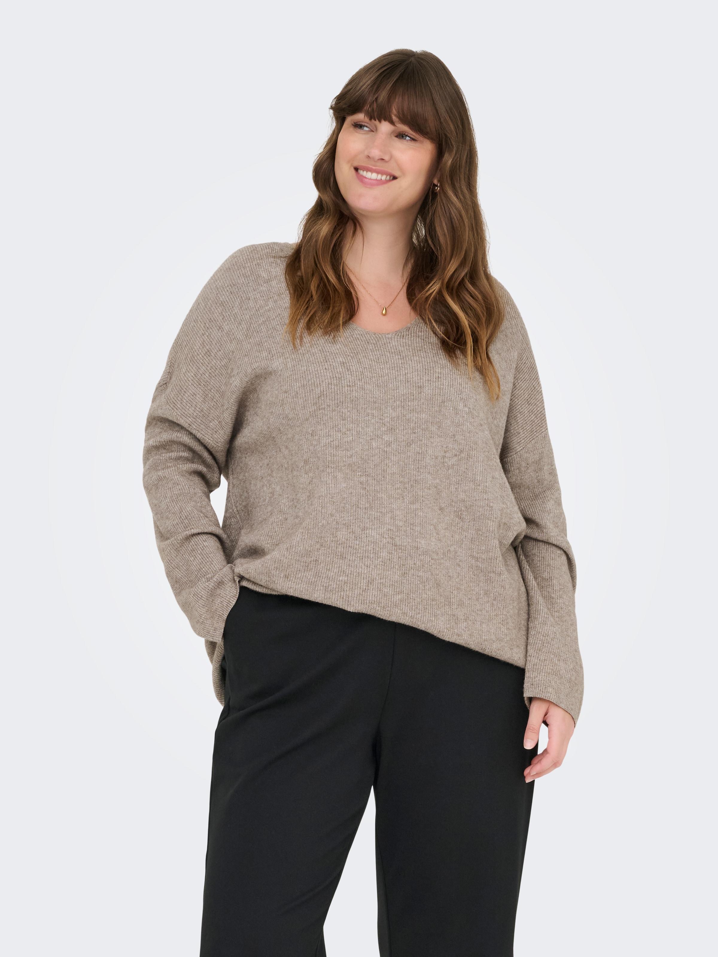 ONLY CARMAKOMA V-Ausschnitt-Pullover "CARIBI LS RIB LOOSE V-NECK CC KNT" günstig online kaufen