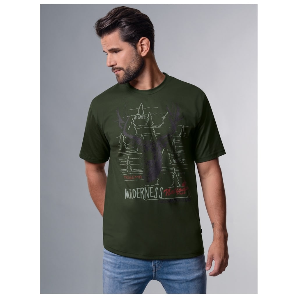 Trigema T-Shirt »TRIGEMA T-Shirt mit großem Hirsch-Print«, (1 tlg.)